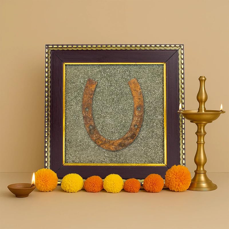 Astrotalk Ghode Ki Naal on Raw Pyrite Frame | Vastu Decorative Item for Home & Office | Attracts Wealth, Luck & Prosperity | Home Decor & Wall Decor Items for Living Room | Gift for Man & Woman