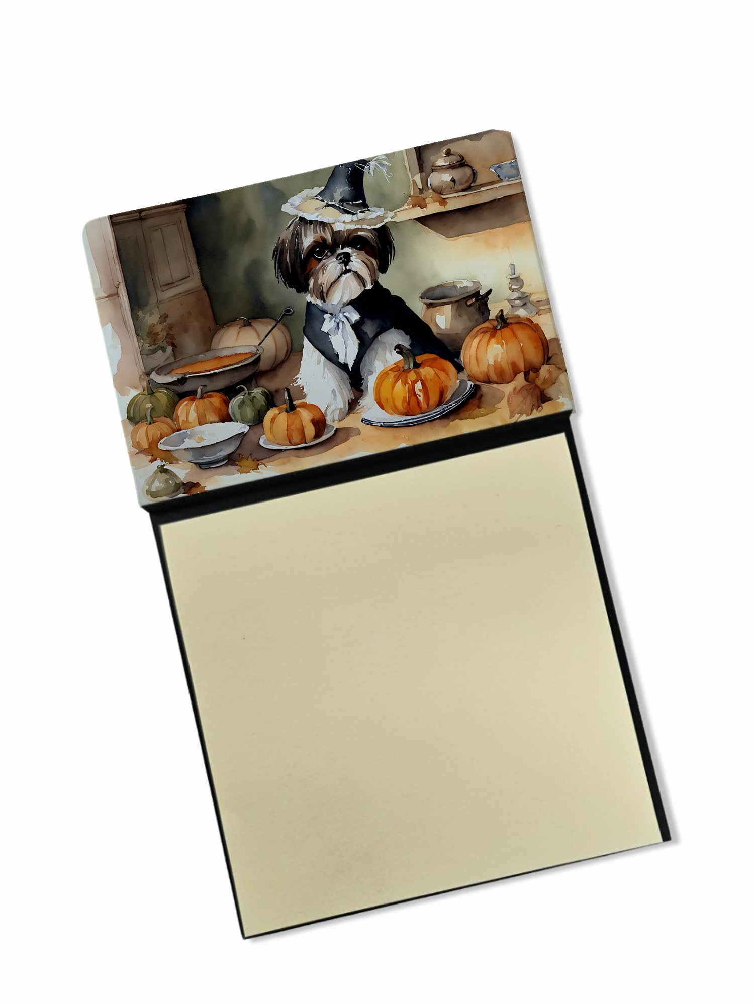 Shih Tzu Fall Kitchen Pumpkins Sticky Note Holder