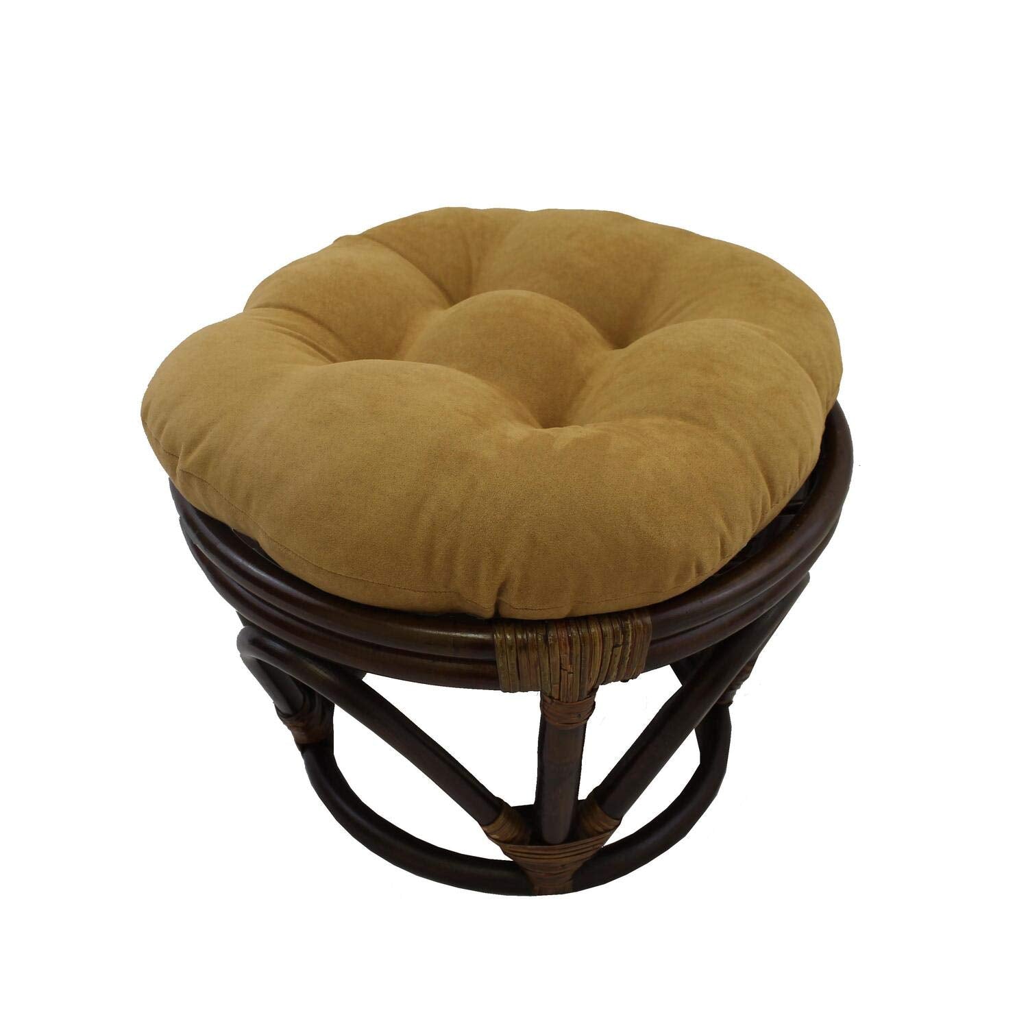18-inch Round Solid Micro Suede Tufted Footstool Cushion - Camel