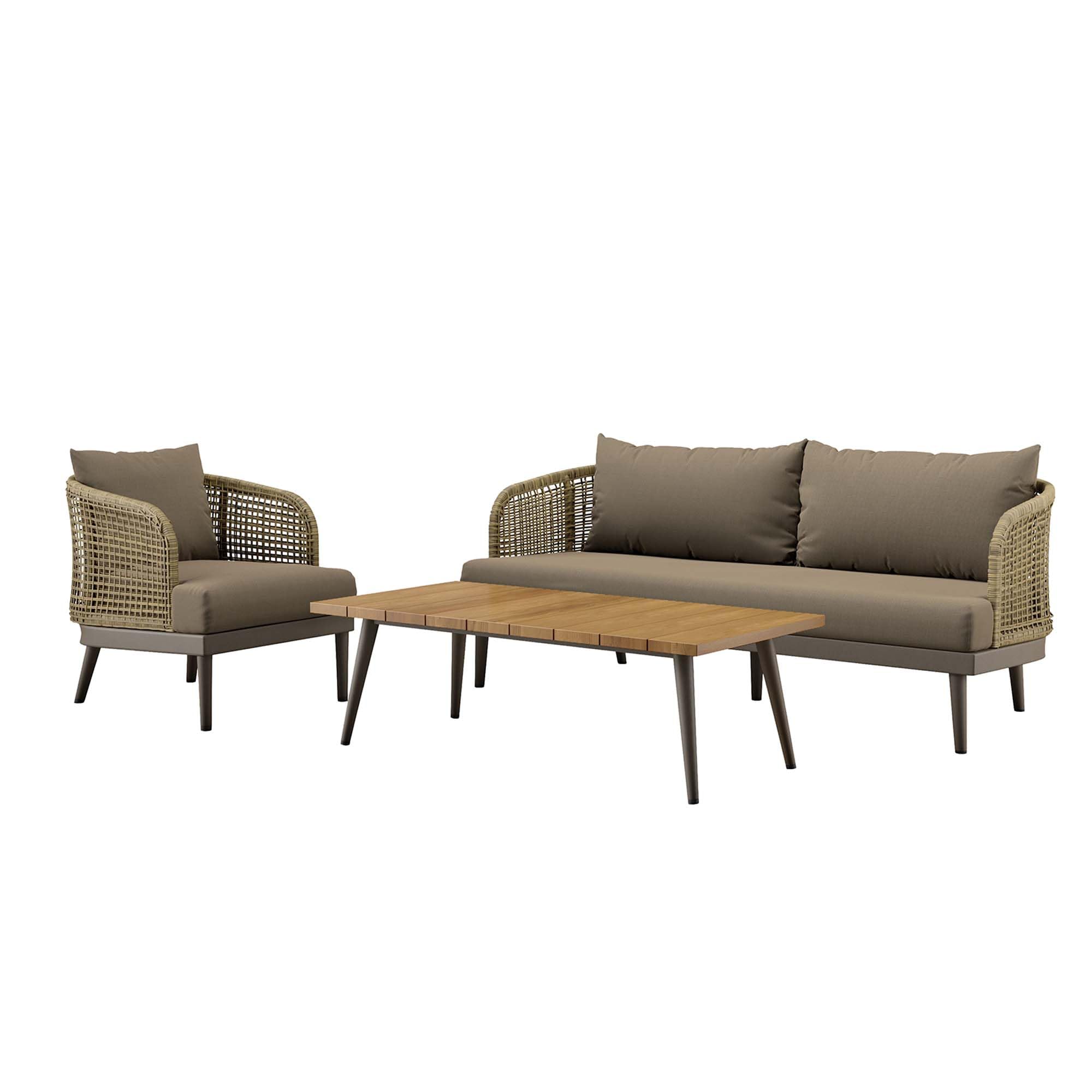 Modway Meadow 3-Piece Outdoor Patio Set In Natural Taupe