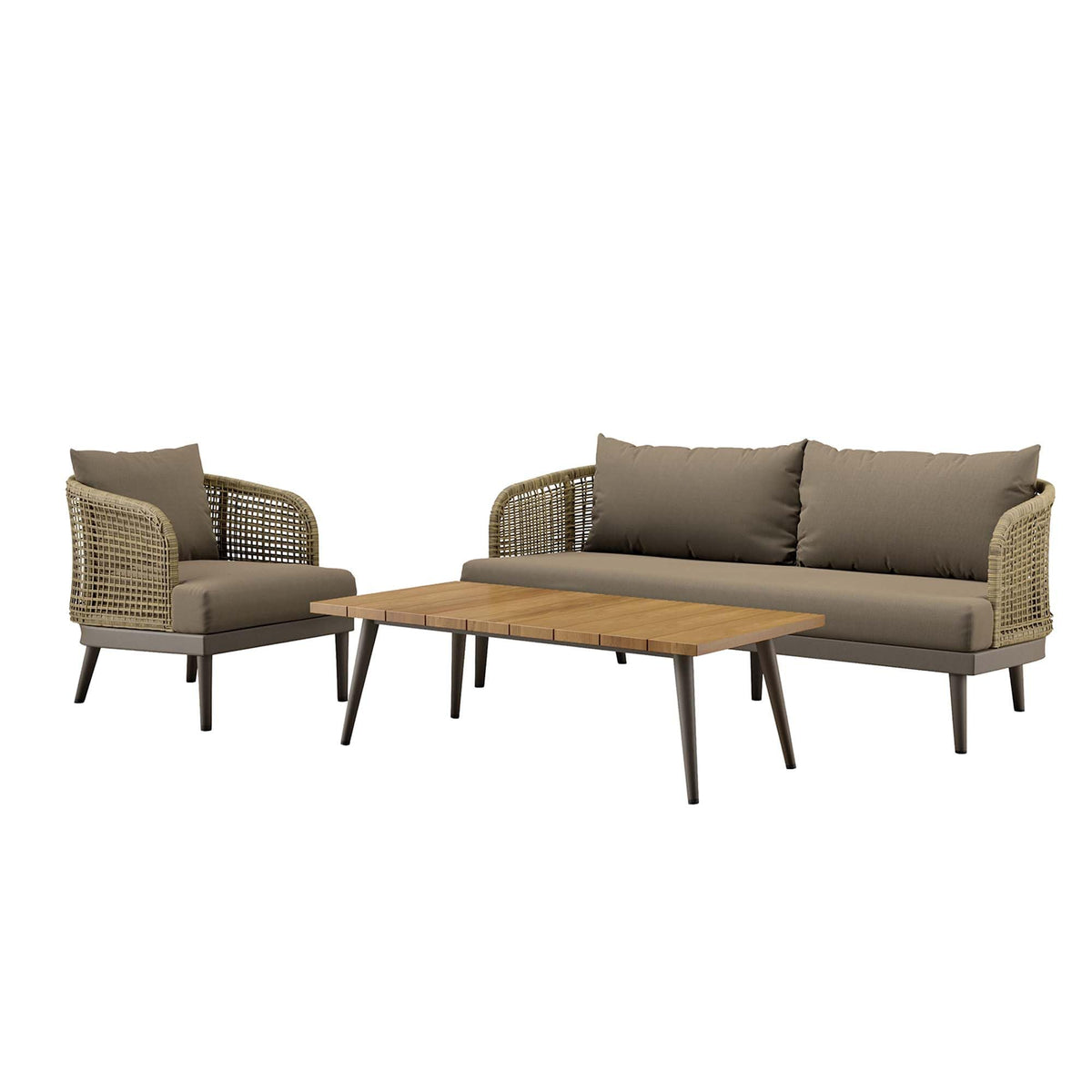 Modway Meadow 3-Piece Outdoor Patio Set In Natural Taupe