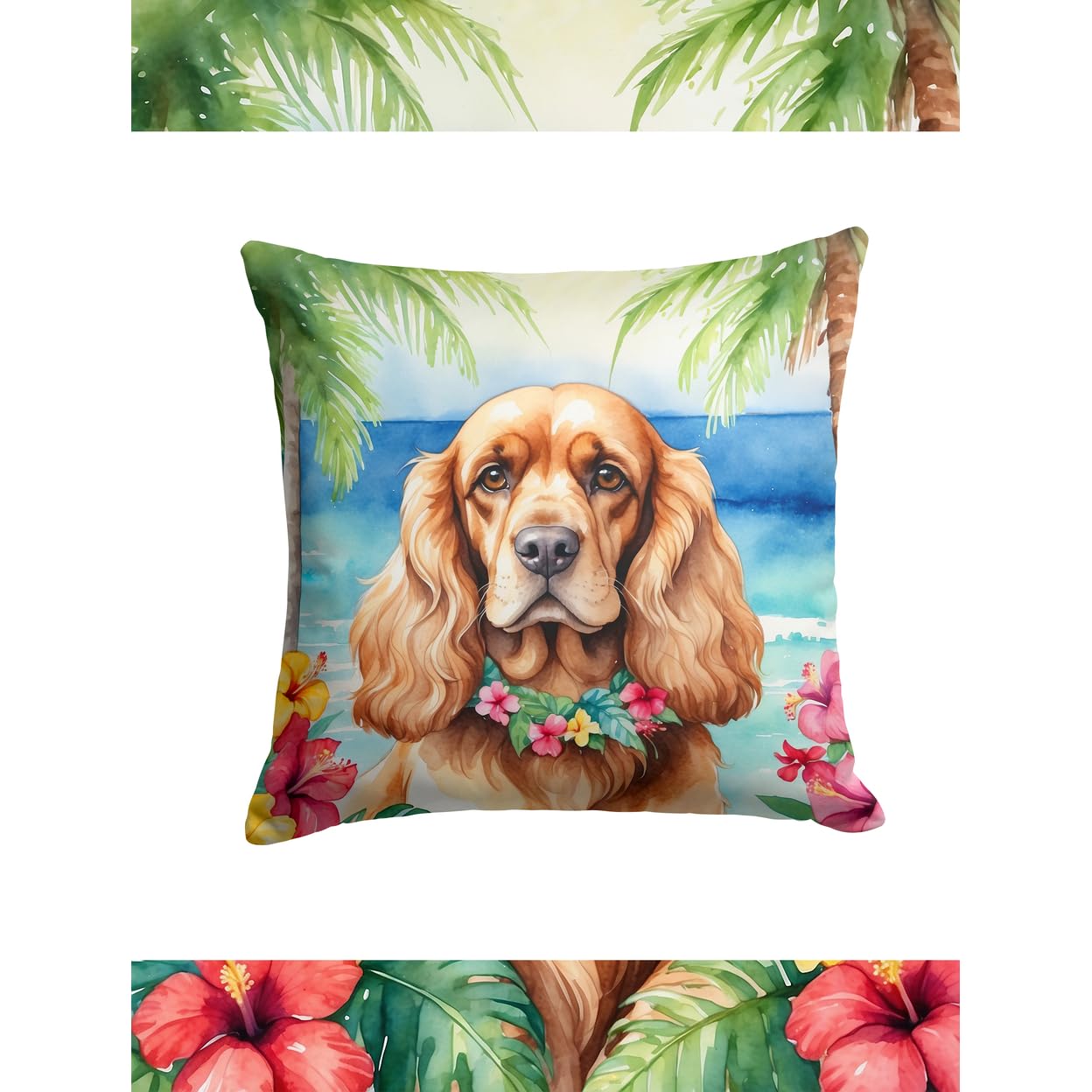 Cocker Spaniel Luau Throw Pillow