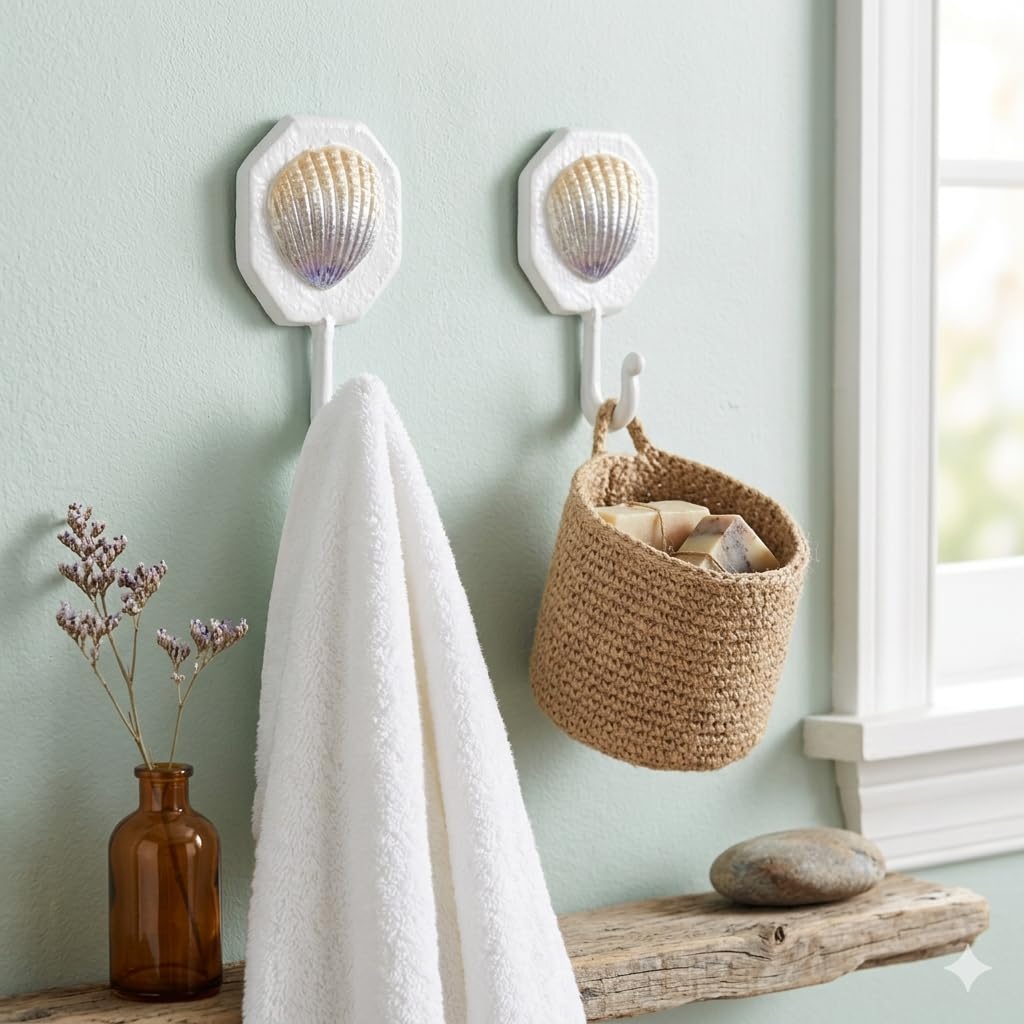 Solva Coastal Colored Shell Cast Iron Wall Hook