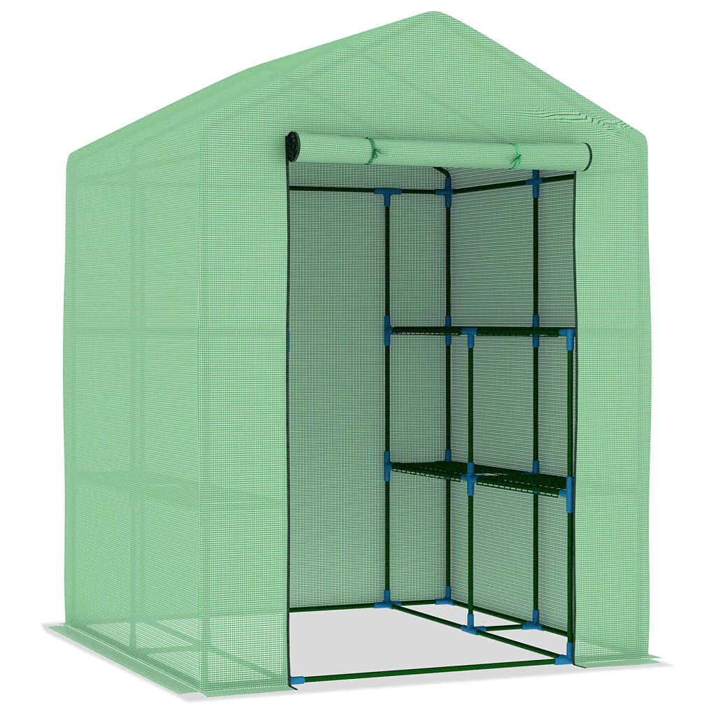 vidaXL Greenhouse with Shelves Steel 56.3x56.3"x76.8"