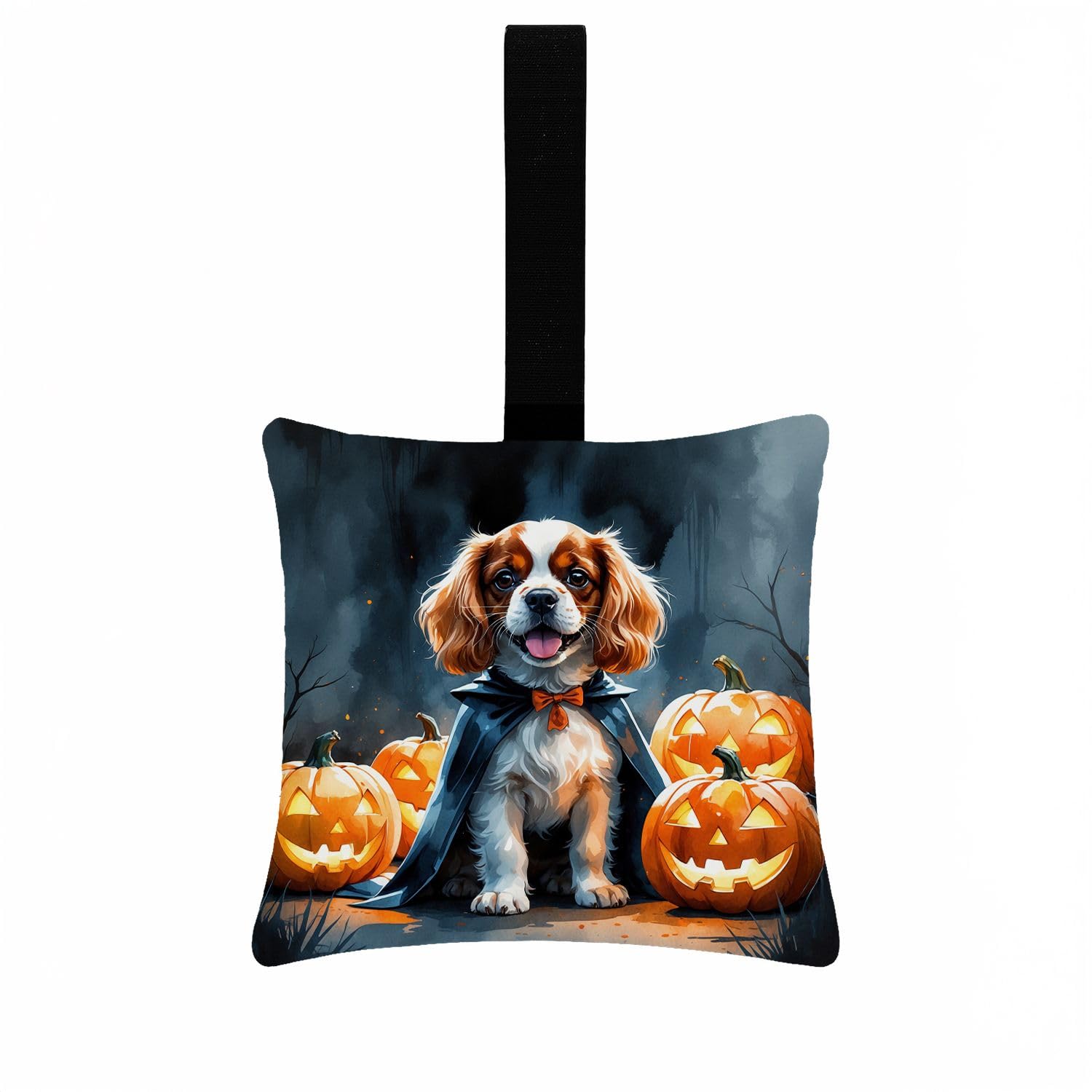 Carolines Treasures Cavalier Spaniel Puppy Halloween Mini Hanging Pillow Ornament 3.5  3.5 Decorative Door-Knob & Tree Hanger, Soft Fabric Cushion