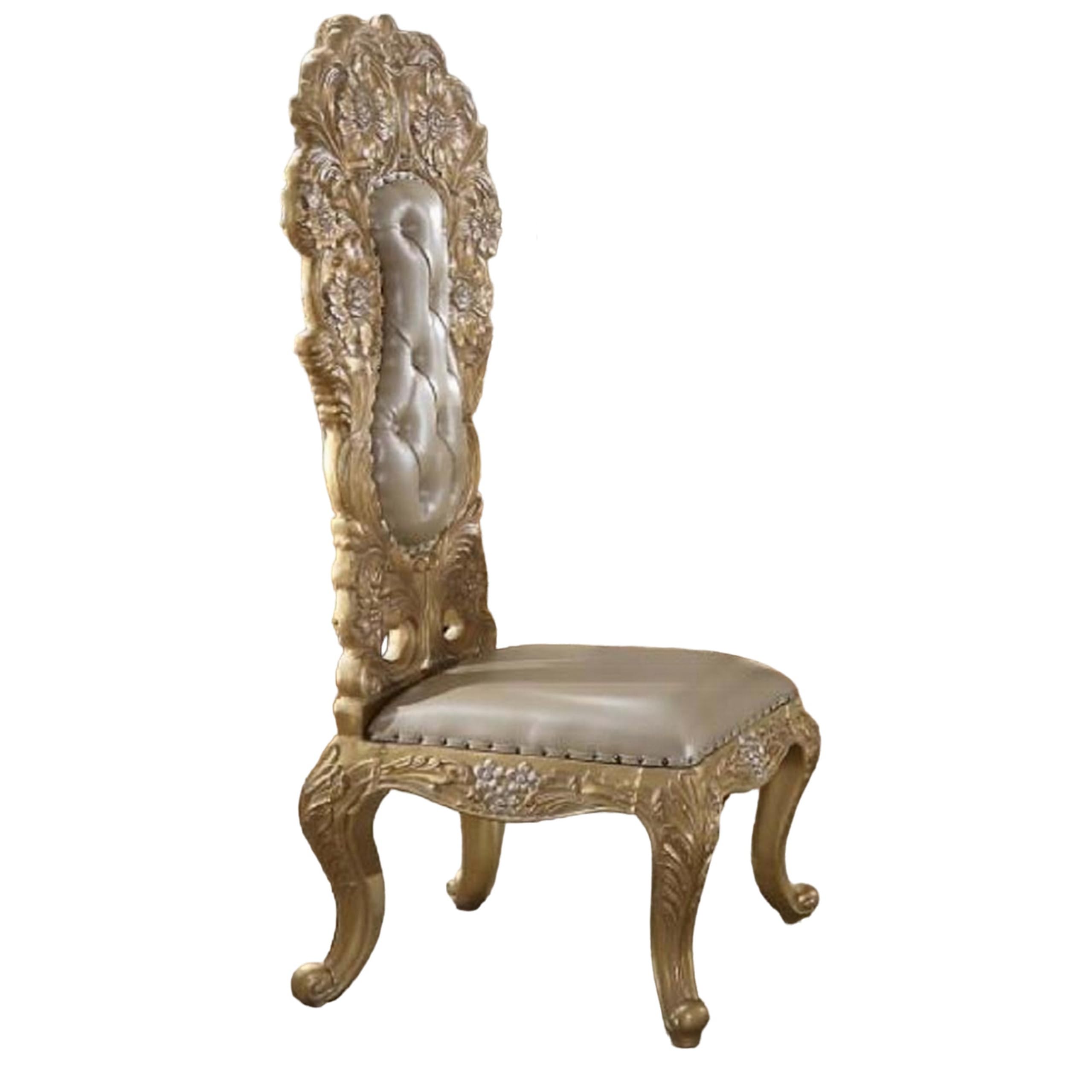 Otis Side Dining Chair Set of 2 Classic Light Gold Tufted Faux Leather