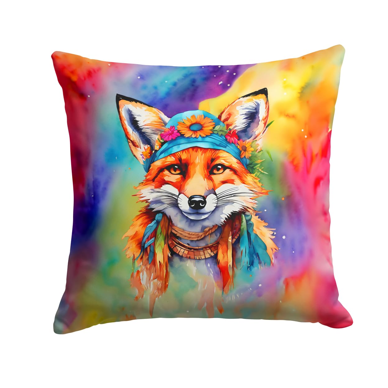 Hippie Animal Fox Throw Pillow