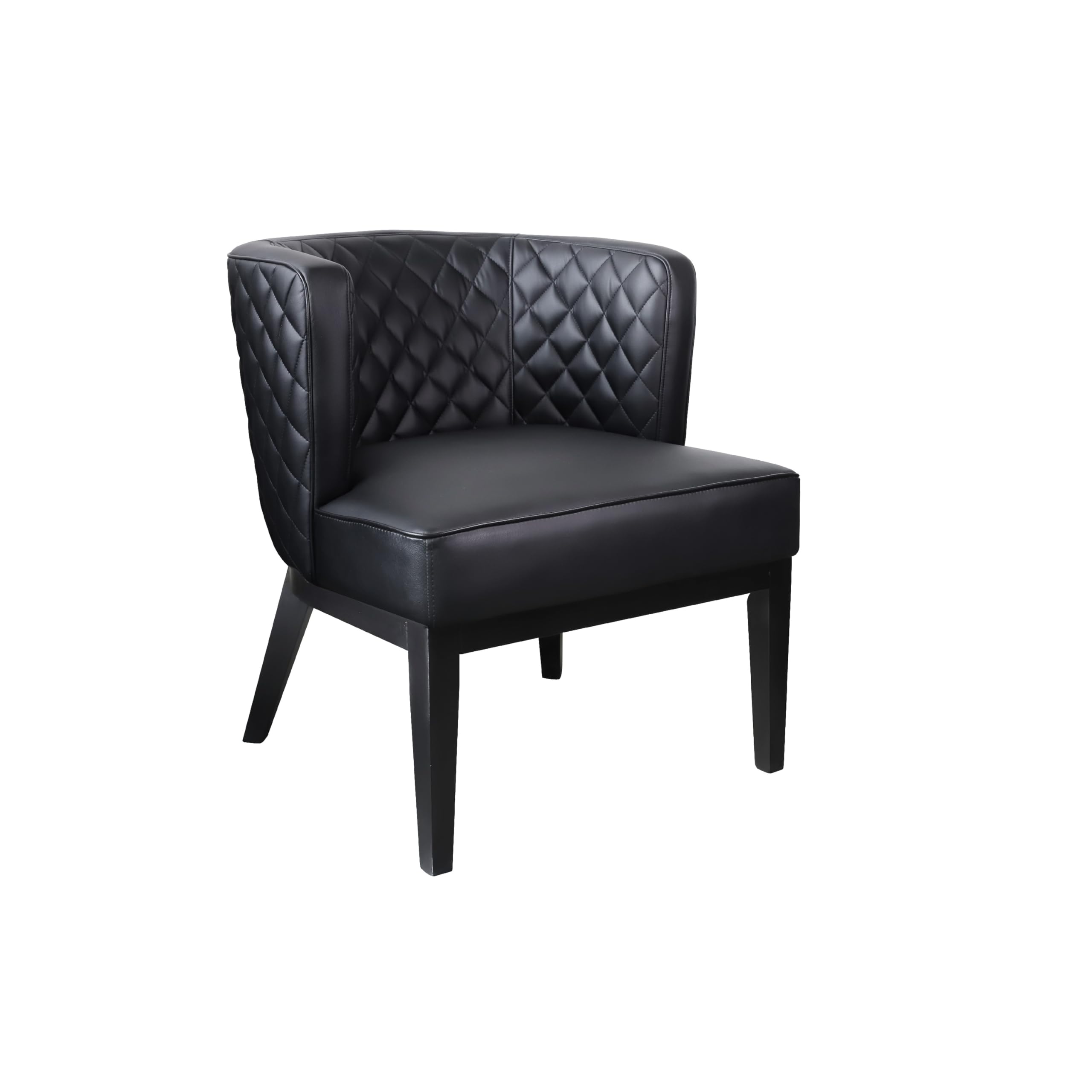Yoma Guest Chair, Black Quilted Vinyl, Rounded Backrest