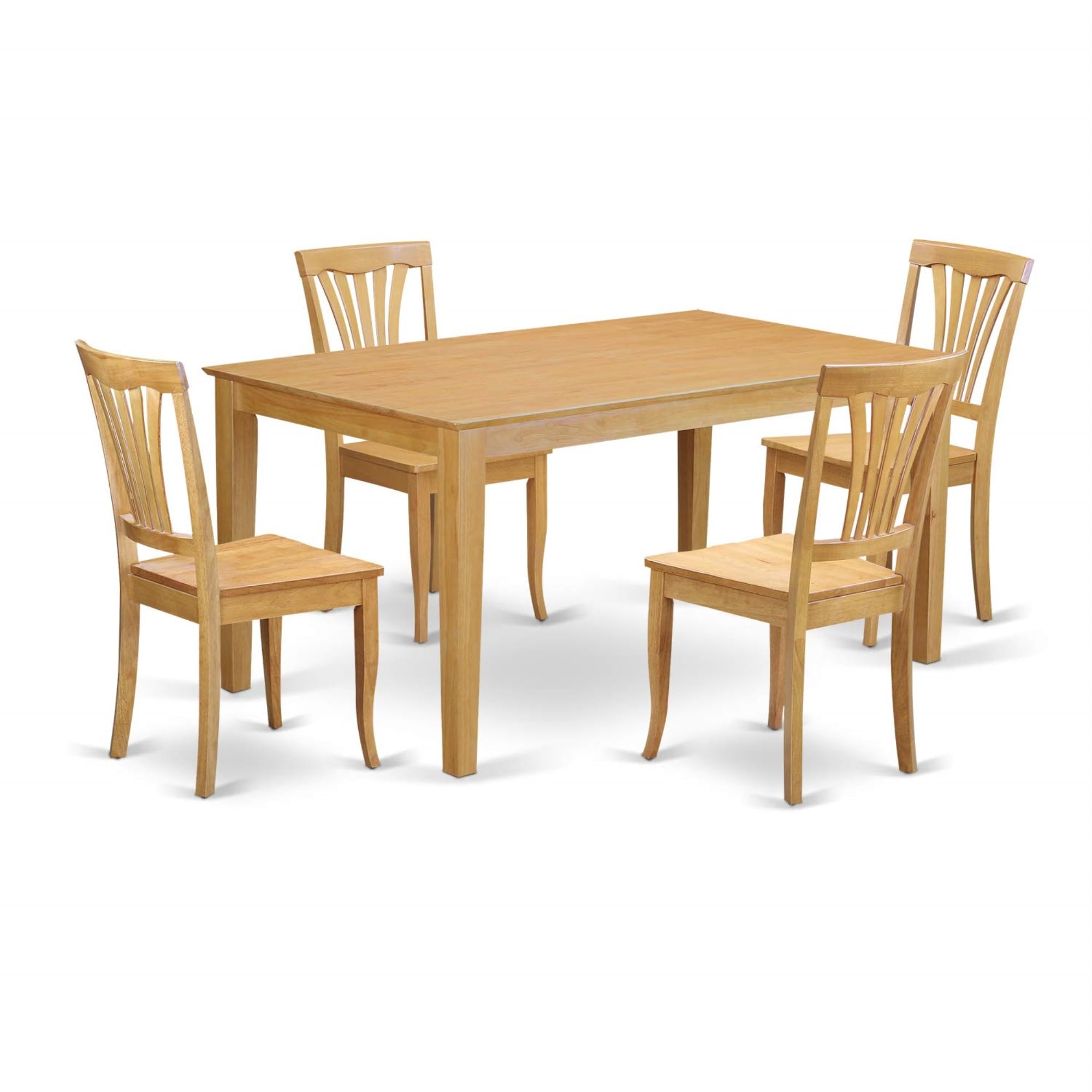 Casafoyer CAAV5-OAK-W Capri 5 Piece Kitchen Set for 4 Includes a Rectangle Dining Room Table and 4 Solid Wood Seat Chairs, 36x60 Inch