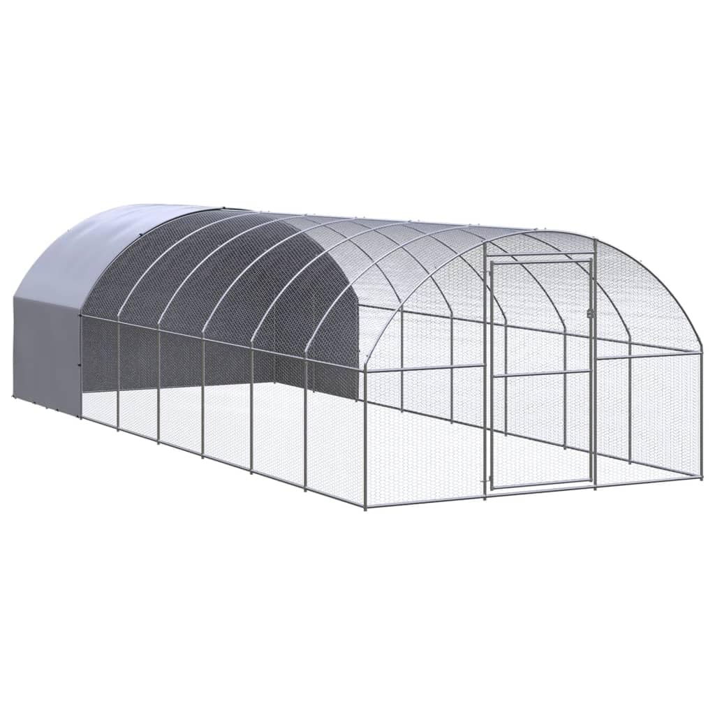 vidaXL Outdoor Chicken Coop 9.8x26.2x6.6 Galvanized Steel