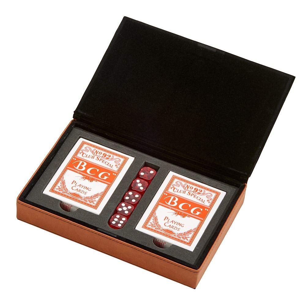 LEATHERETTE 2 CARD DECK SET CARAMEL5X7.7