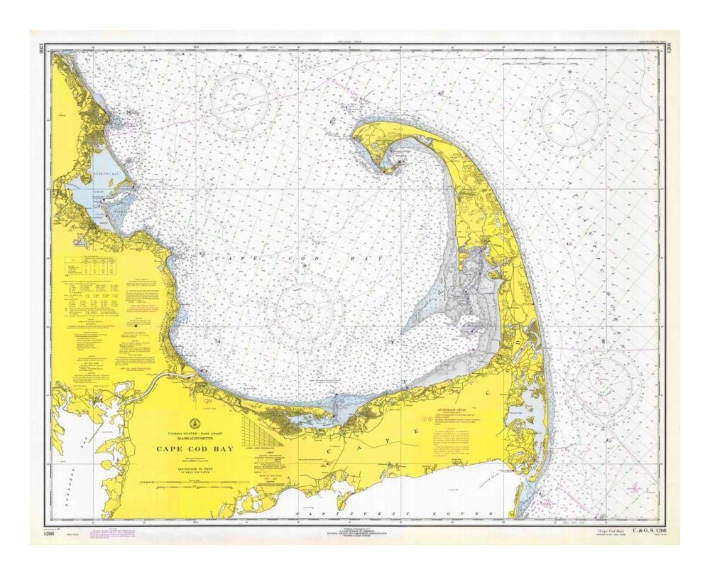 Nautical Chart - Cape Cod Bay ca. 1970-Paper Art-24x19”
