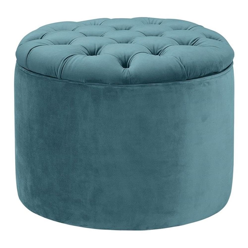 Queen Sea Blue Velvet Storage Ottoman