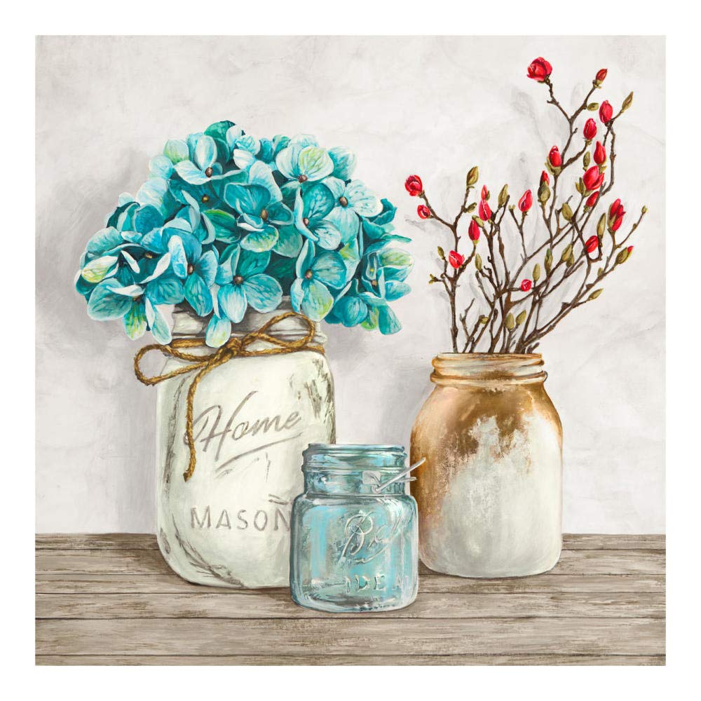 Floral composition with Mason Jars I-Paper Art-20x20”