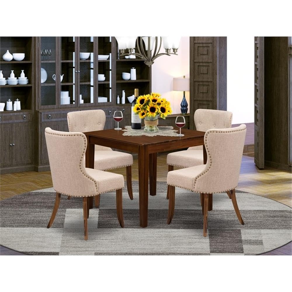 5 Pc Dinette Set Contains a Square Dining Table and 4 Parson Chairs