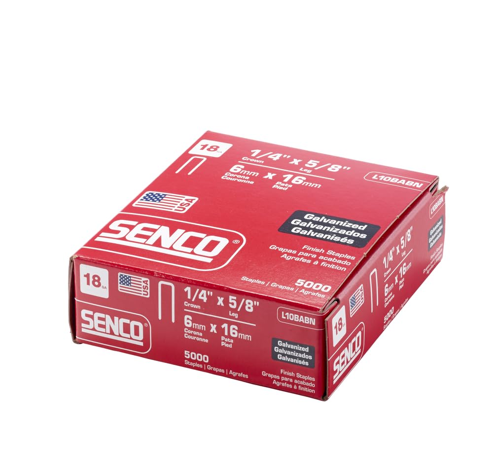 Senco L10Babn 18 Gauge By 1/4' Crown By 5/8' Electro Galvanized Staples (5, 000Per Box)
