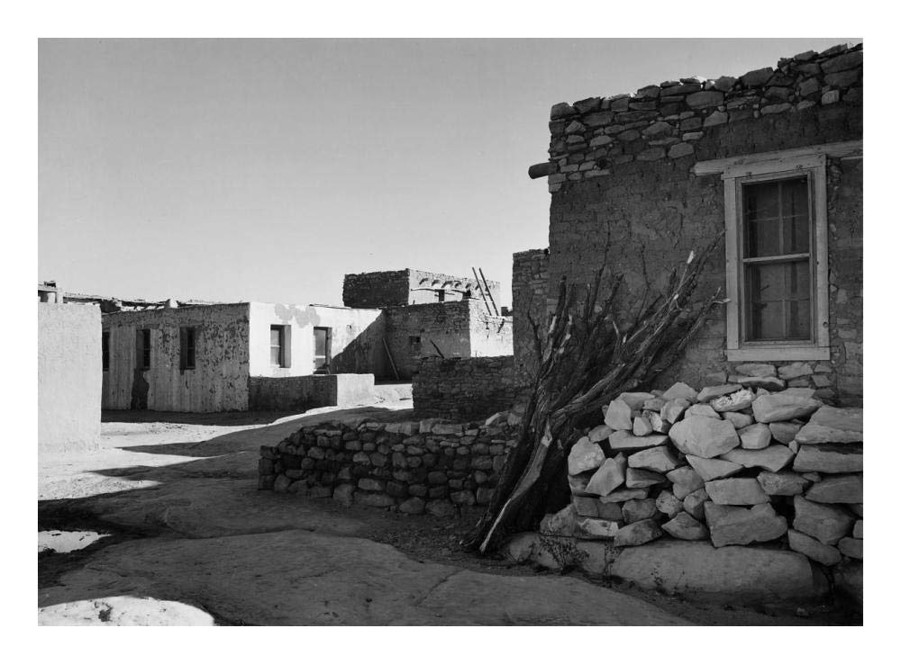 Street and Houses - Acoma Pueblo, New Mexico - National Parks and Monuments, ca. 1933-1942-Paper Art-24x18”