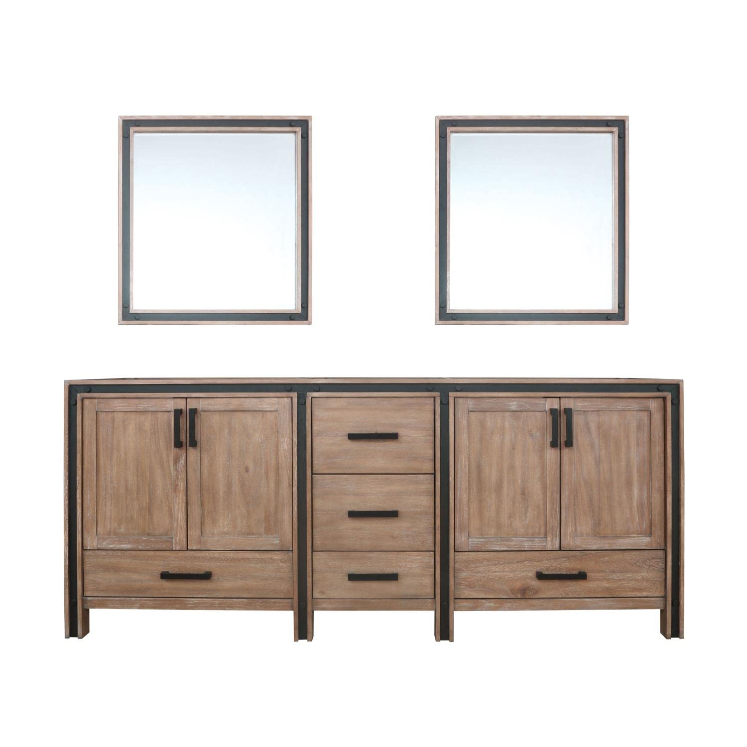 Rustic Barnwood Double Bath Vanity 80 in. W x 22 in. D, and 30 in. Mirrors