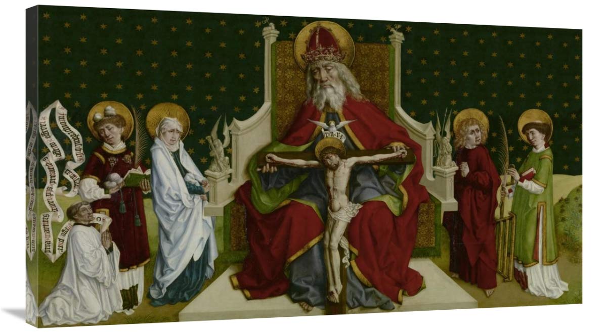 The Trinity with the Virgin, Saints John the Evangelist, Stephen and Lawrence and a Donor-Canvas Art-40x22.8”
