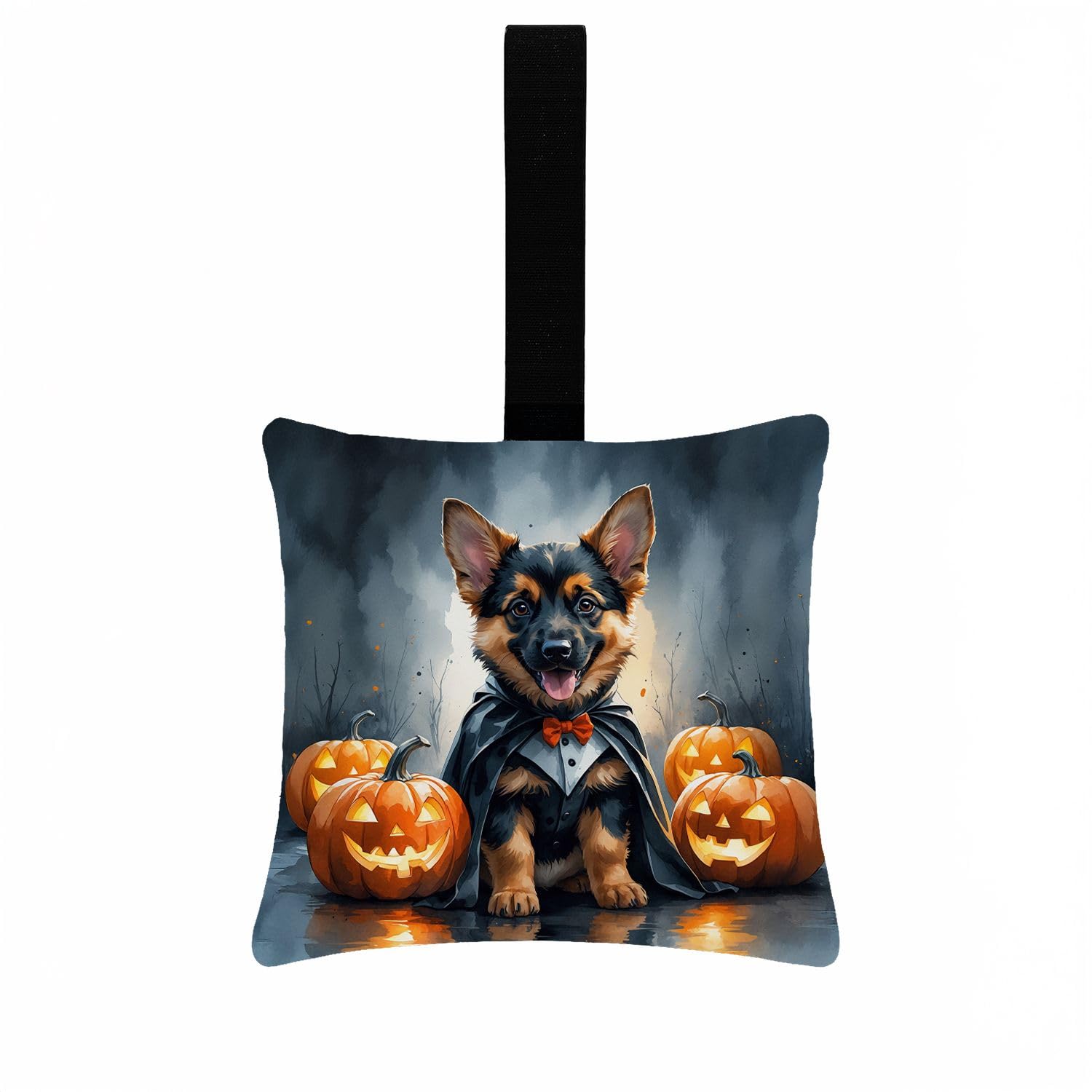Carolines Treasures German Shepherd Puppy Halloween Mini Hanging Pillow Ornament 3.5  3.5 Decorative Door-Knob & Tree Hanger, Soft Fabric Cushion