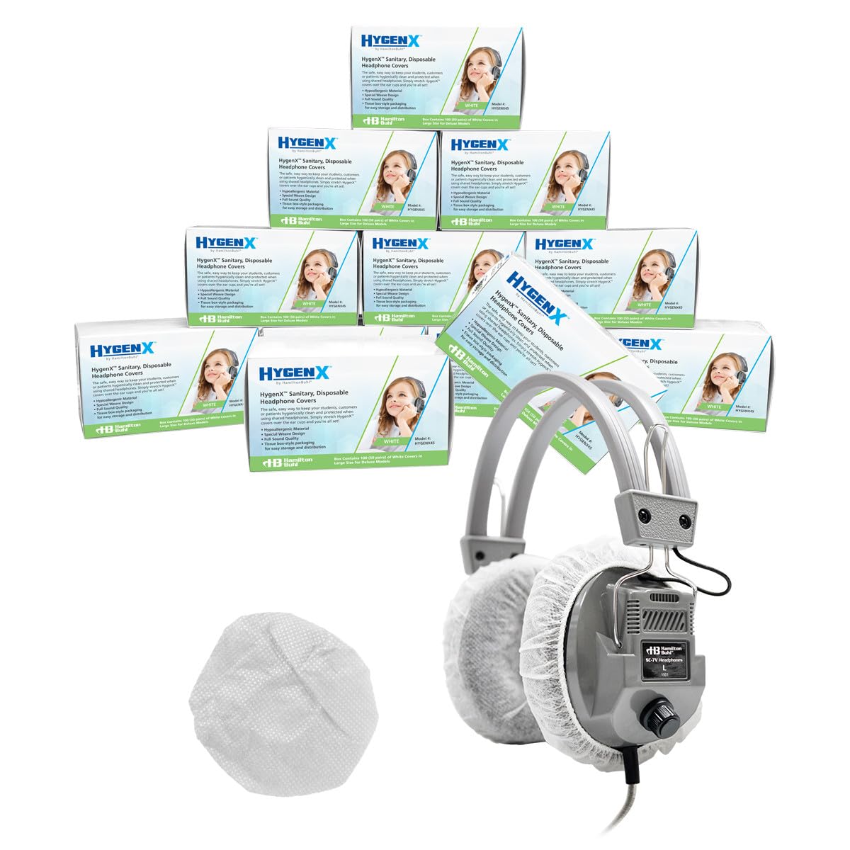 HamiltonBuhl Master Carton (600 Pair) - HygenX Sanitary Ear Cushion Covers for Over-Ear Headphones & Headsets