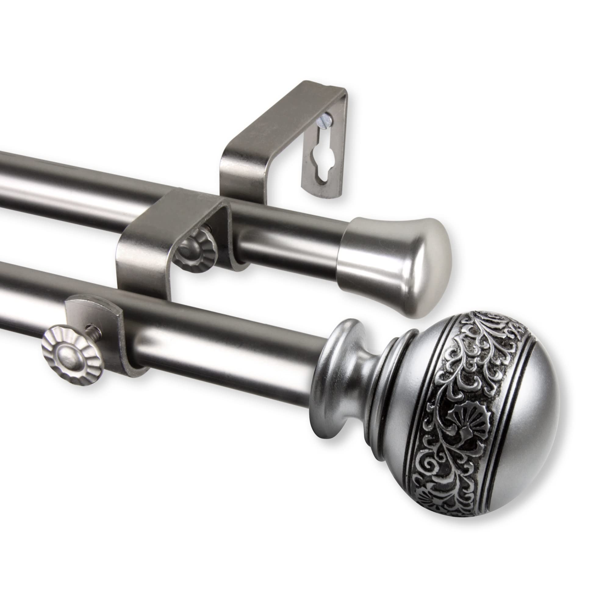 Caliendra Double Curtain Rod 3/4 inch dia. 120-170 - Satin Nickel