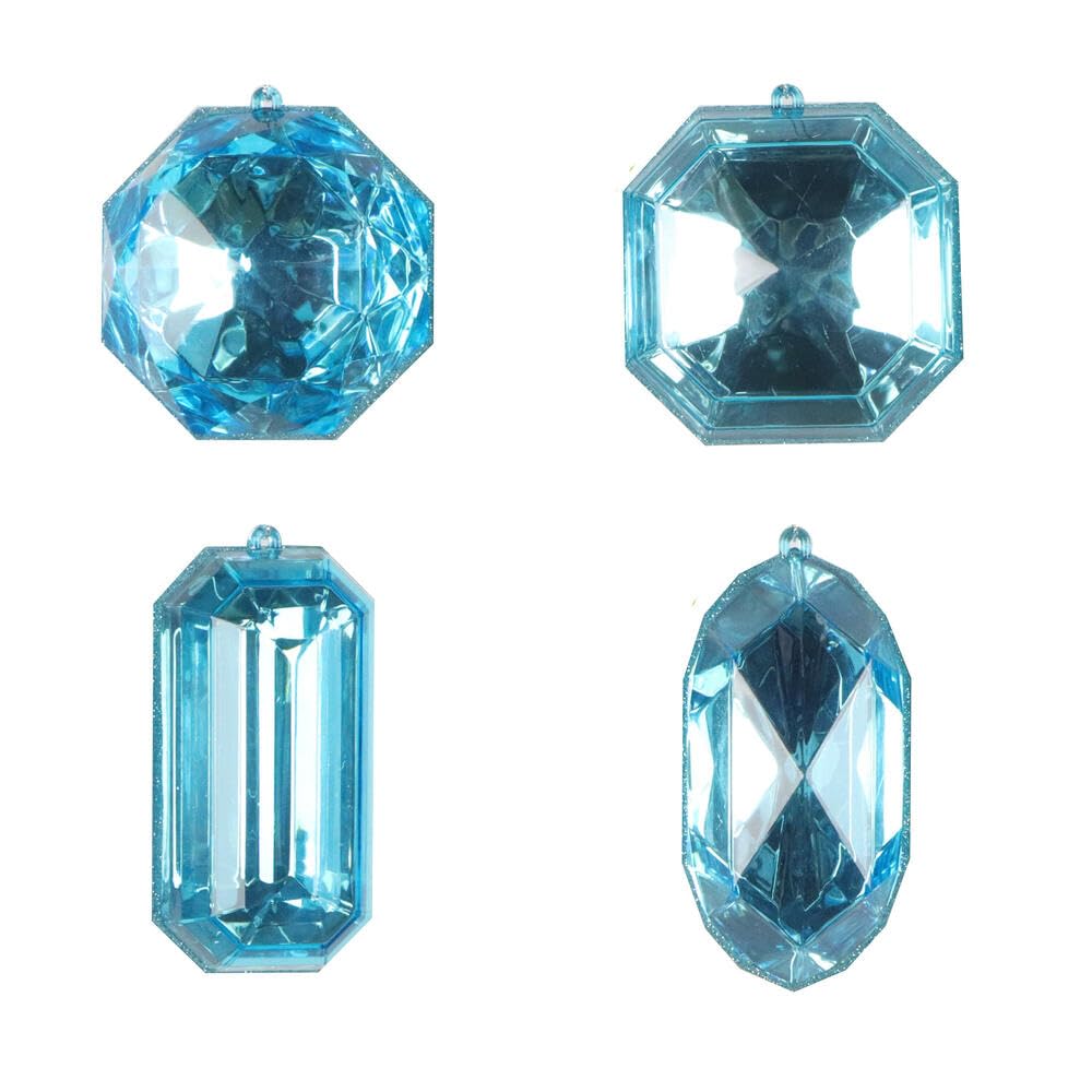 Casafoyer 4-5” Turquoise Jewel Glitter Assort 4/Bg - (Pack Of 2)