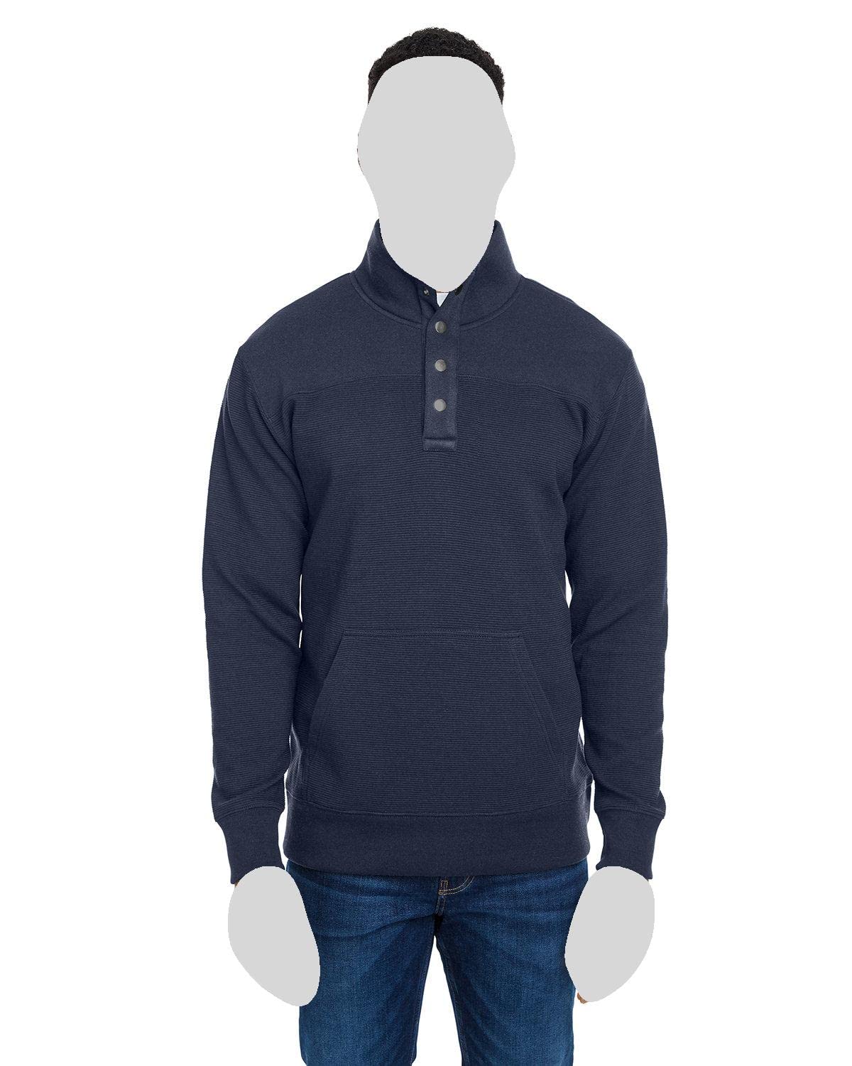 J. America Ripple Fleece Snap Sweatshirt - Navy, S