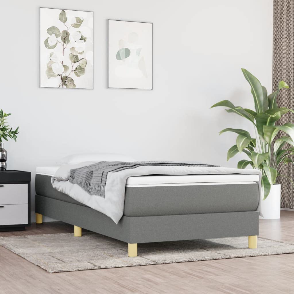vidaXL Box Spring Bed Frame Dark Gray 39.4x79.9??Twin XL Fabric