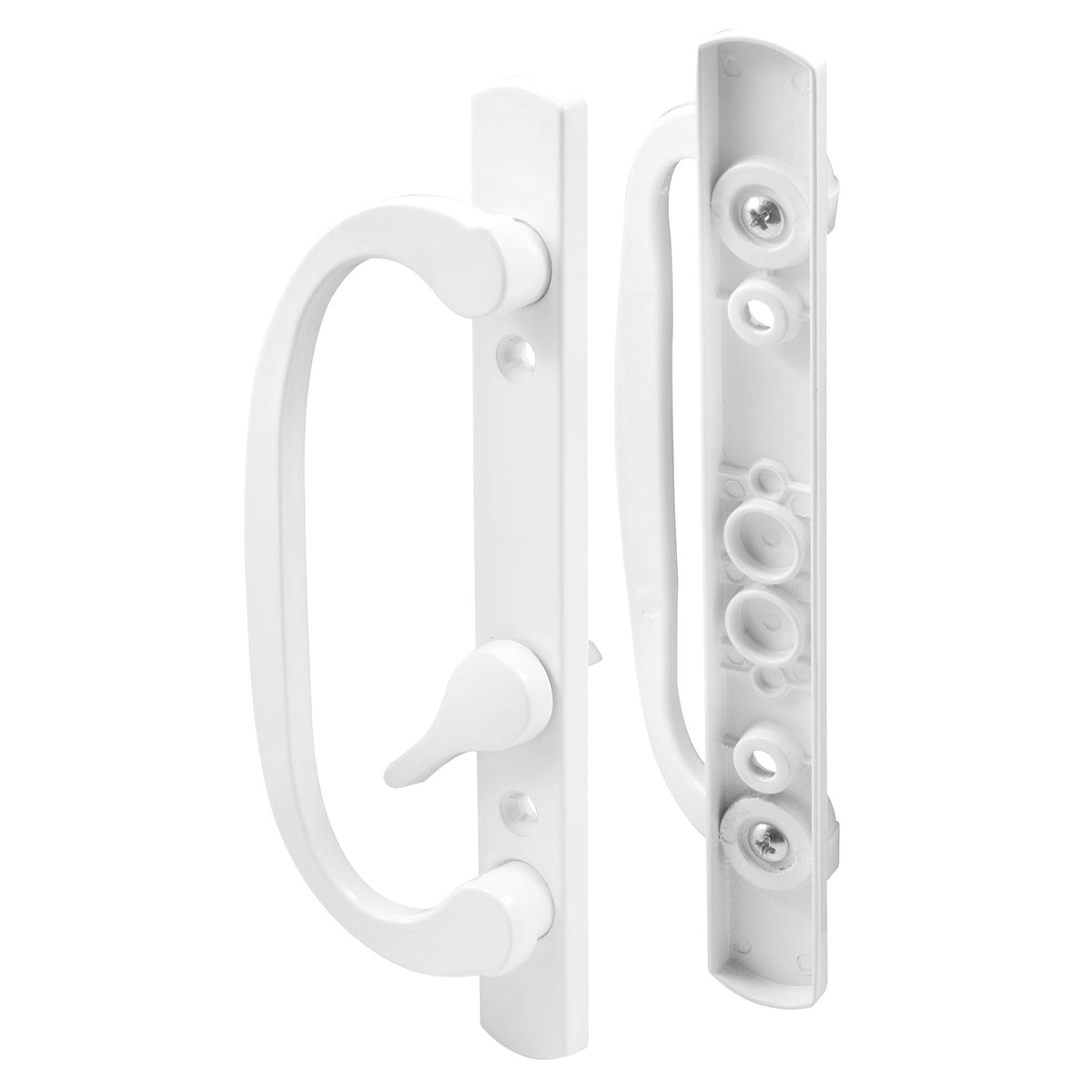 Slide-Co 144078 Diecast, White, Patio Door Handle, Offset Thumb Turn (Single Pack)