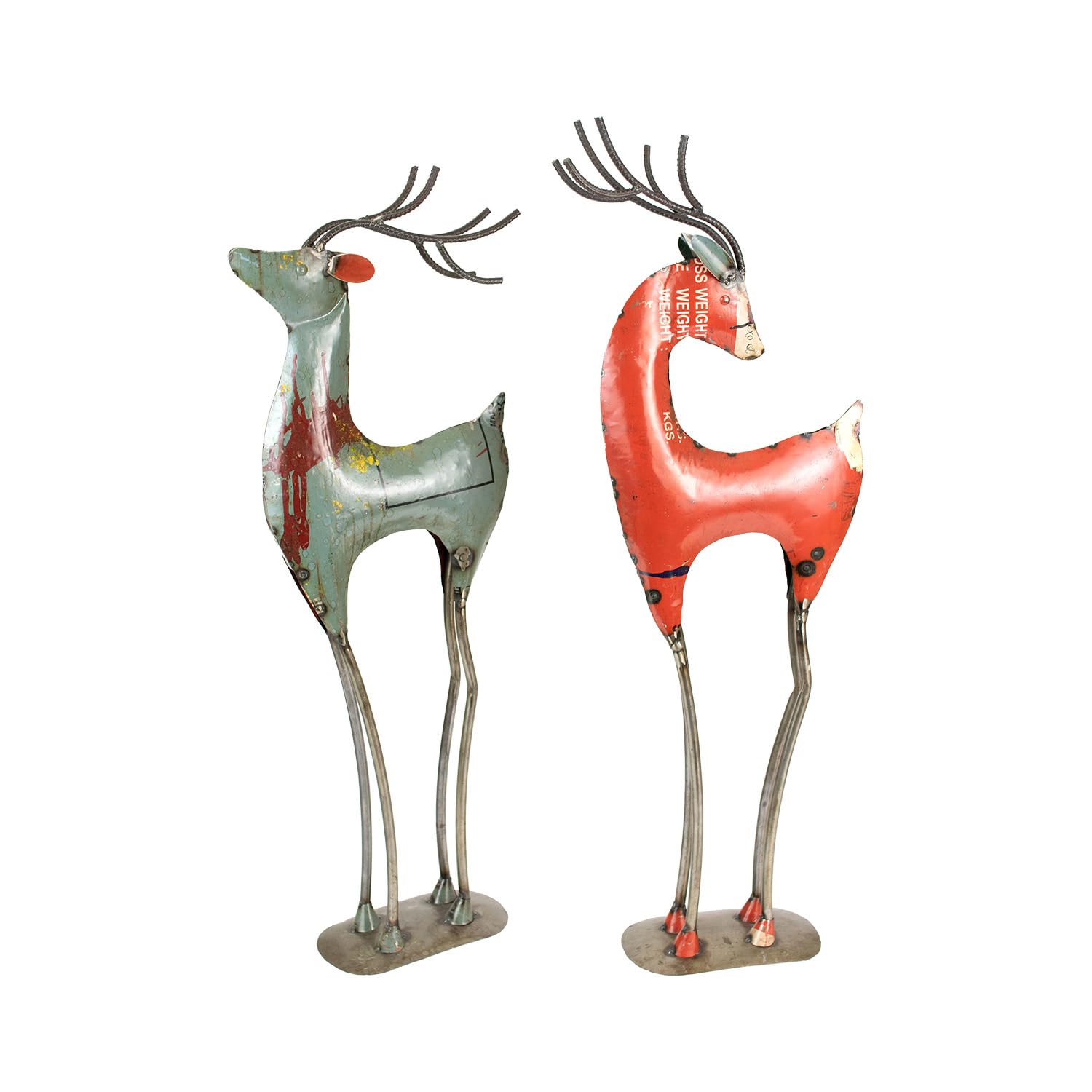 Set Of Two Recycled Iron Deer