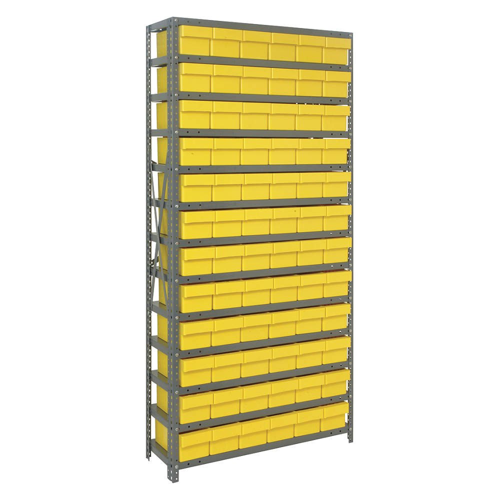 13 Shelf Open Unit W/72 Yellow Bins