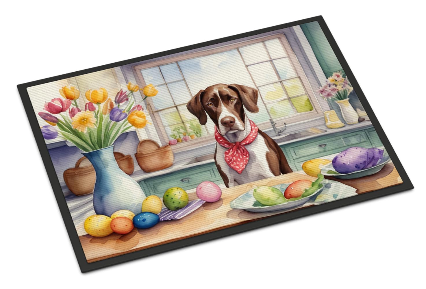 Carolines Treasures DAC6871JMAT Decorating Easter Pointer Doormat Front Door Mat Indoor Outdoor Rugs for Entryway, Non Slip Washable Low Pile, 24H X 36W