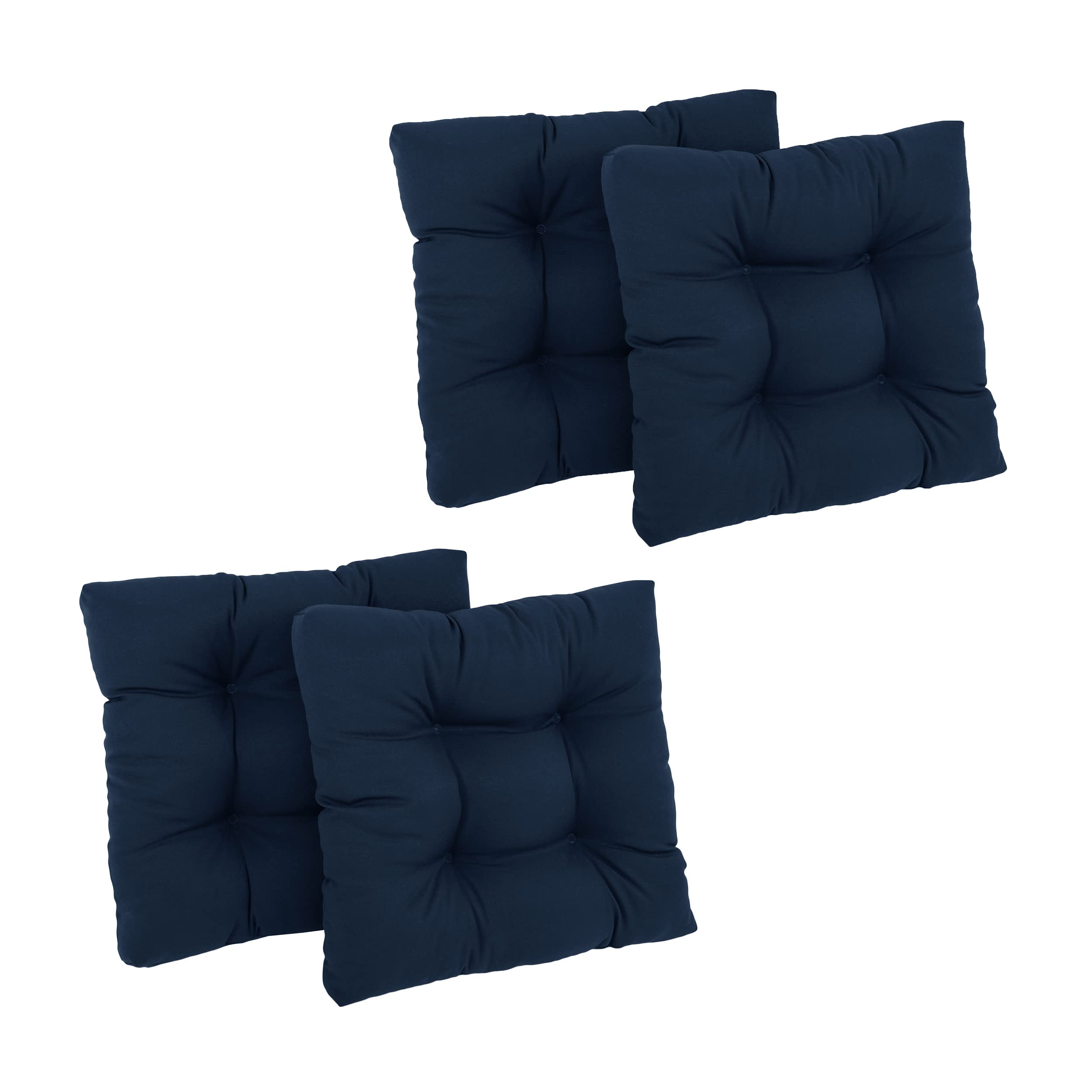 19-inch Squared Twill Tufted Dining Chair Cushions (Set of 4)  94005-4CH-TW-NV