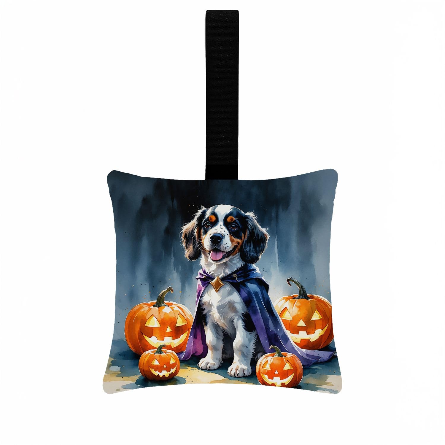 Carolines Treasures Welsh Springer Spaniel Puppy Halloween Mini Hanging Pillow Ornament 3.5  3.5 Decorative Door-Knob & Tree Hanger, Soft Fabric Cushion
