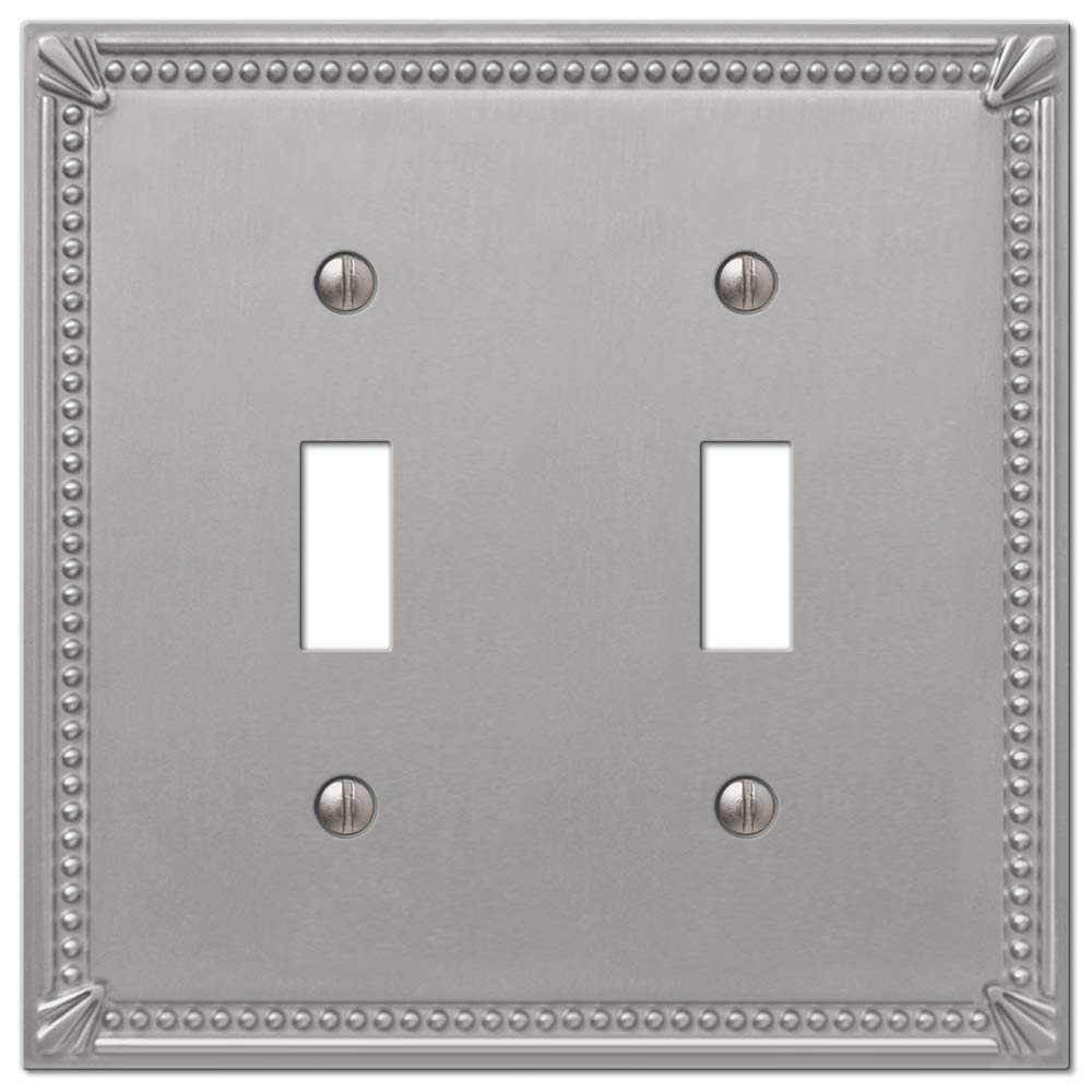 Amerelle 74Ttbn Imperial Bead Wallplate, 2 Toggle, Cast Metal, Brushed Nickel, 1-Pack