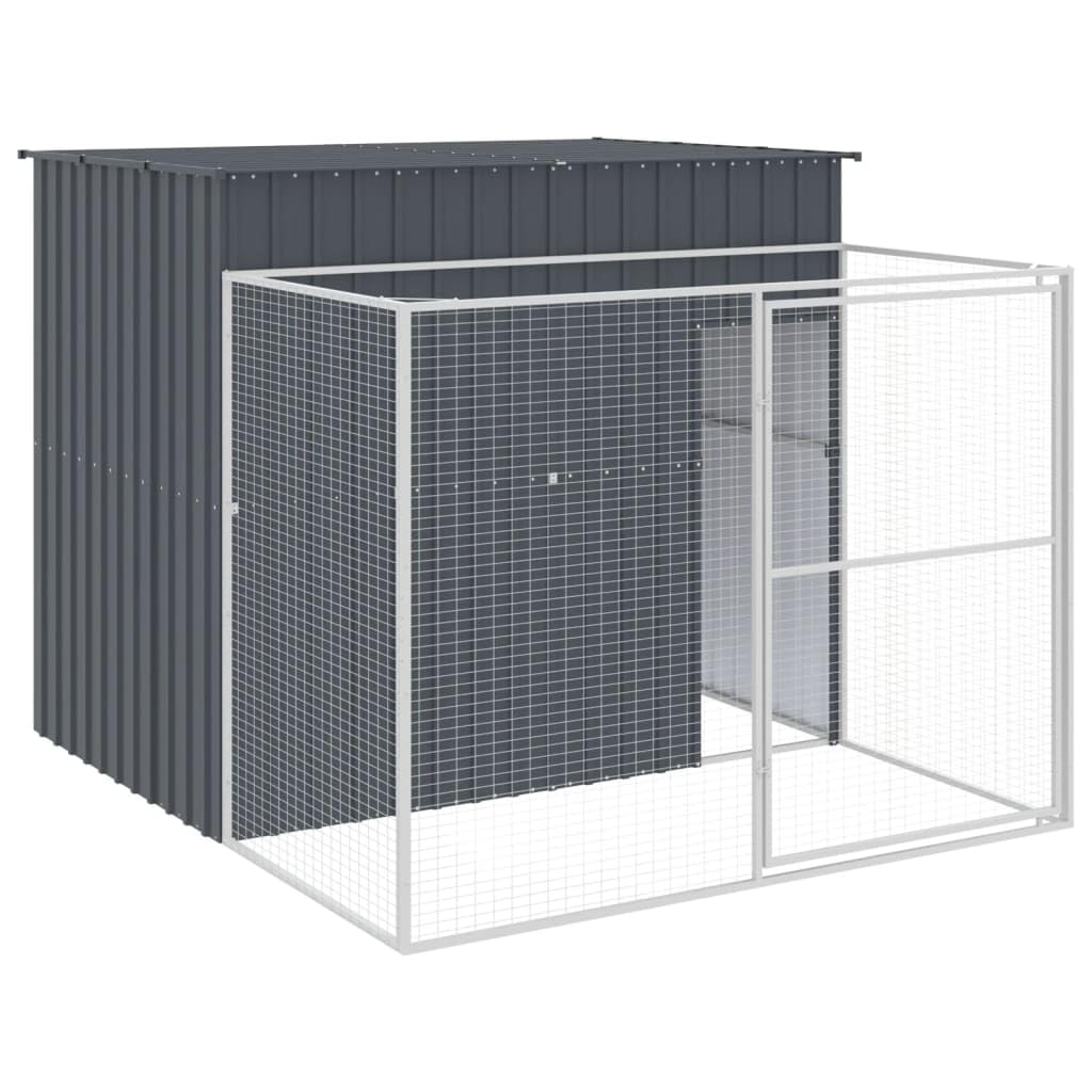 vidaXL Dog House with Run Anthracite 84.3x99.6"x71.3" Galvanized Steel"