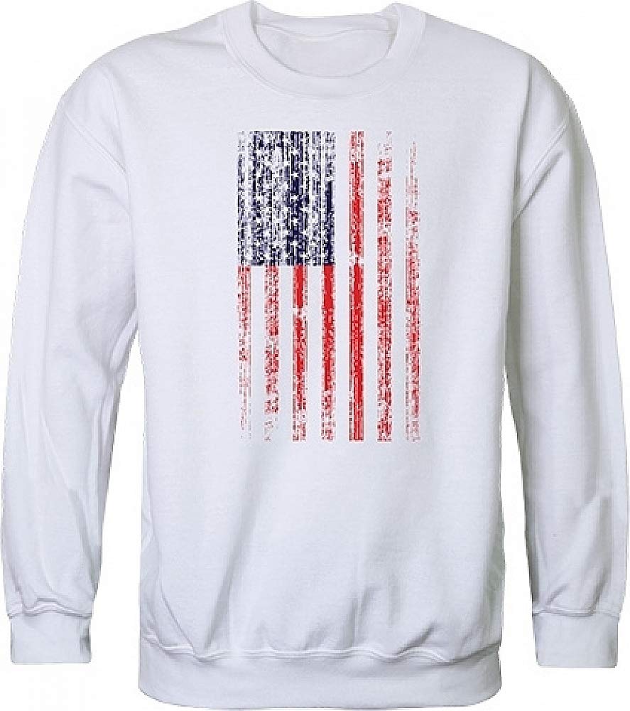 GraphicCrewneck,Distressed Flag, White, M