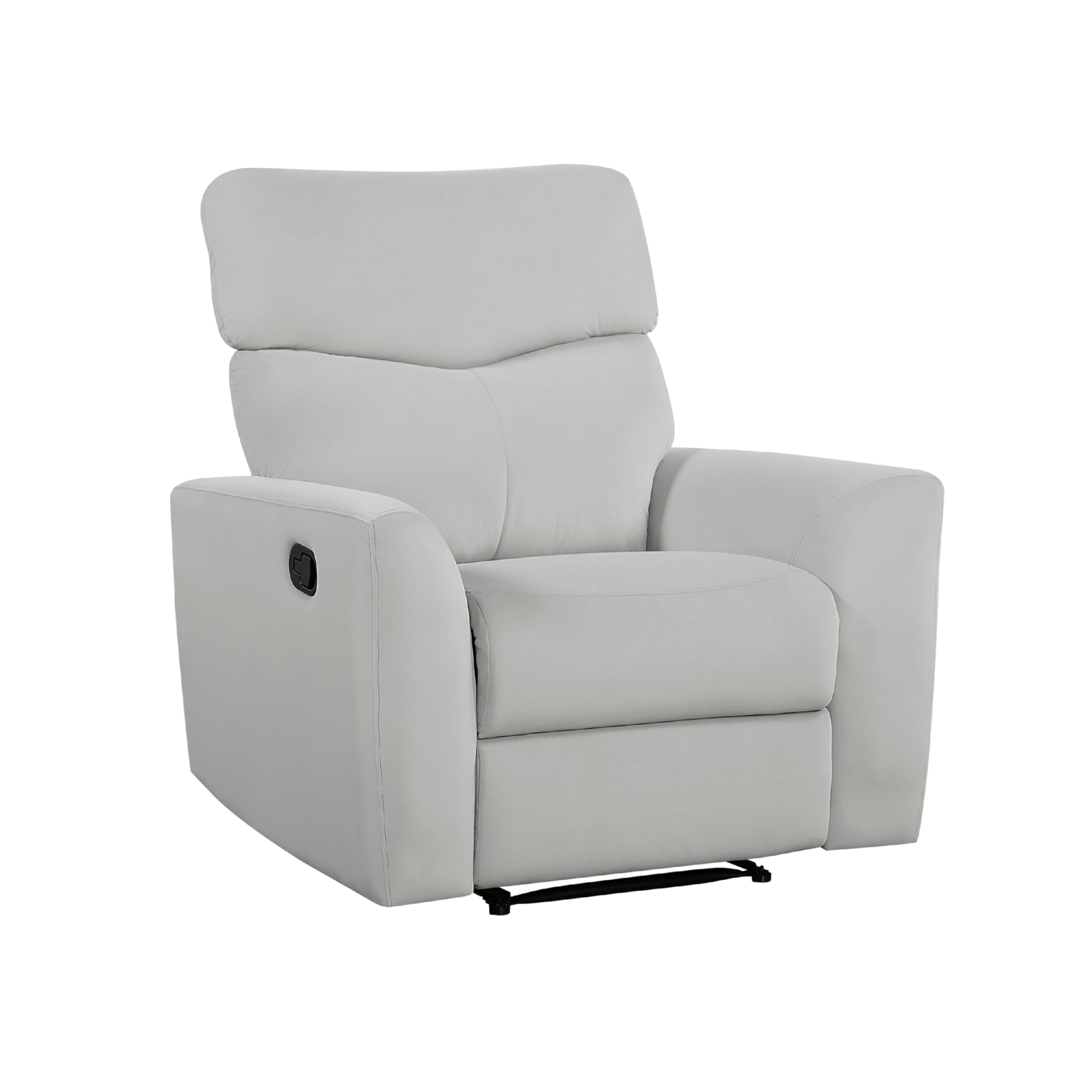 Manual Recliner Chair, 38 Inch, Gray Polyester Padded Seat, Pull Tab