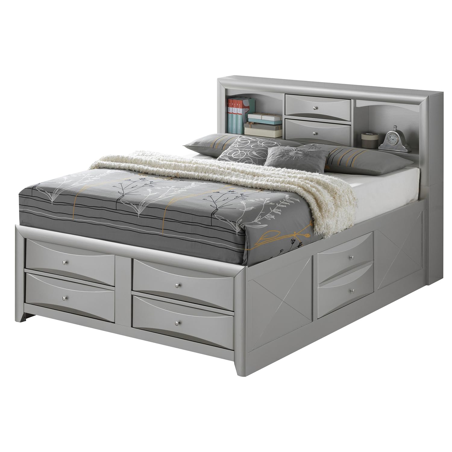 Marilla Silver Champagne King Panel Beds