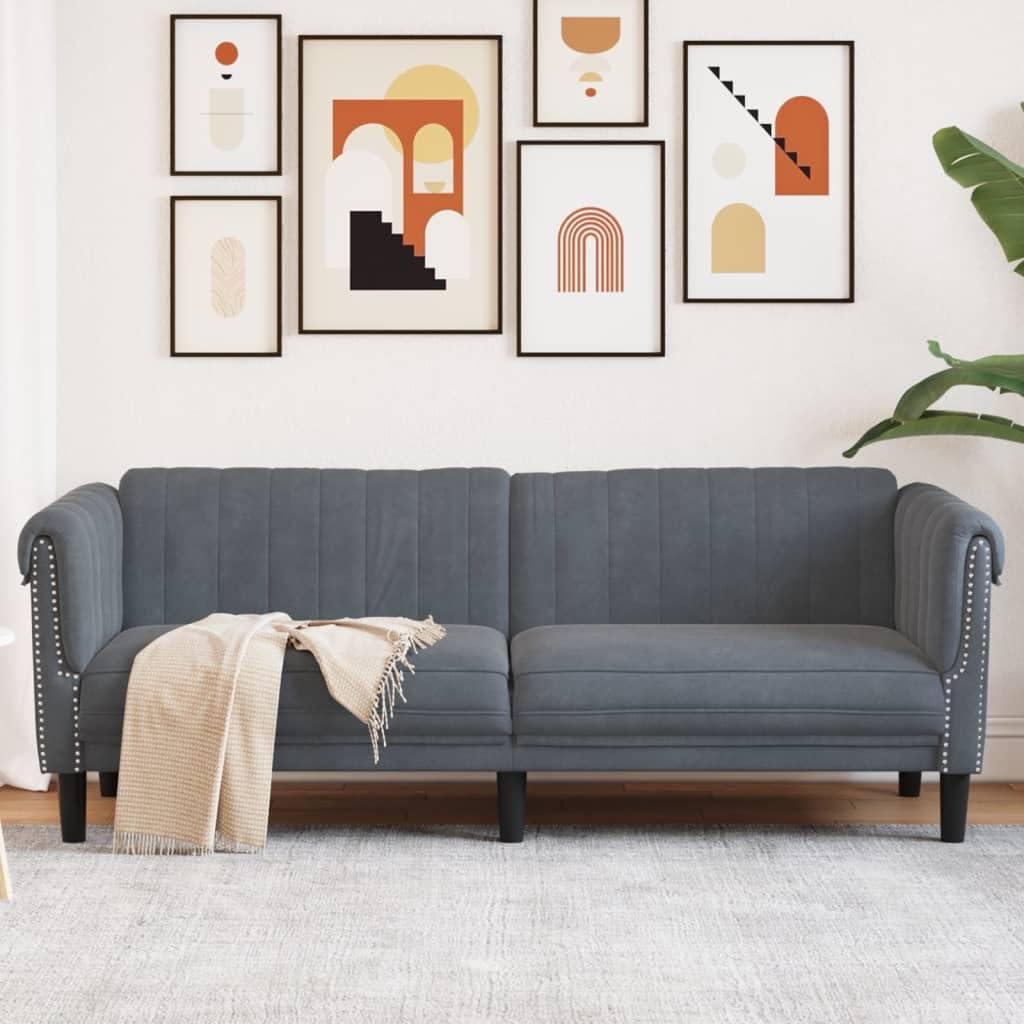 vidaXL Sofa 3-Seater Dark Gray Velvet
