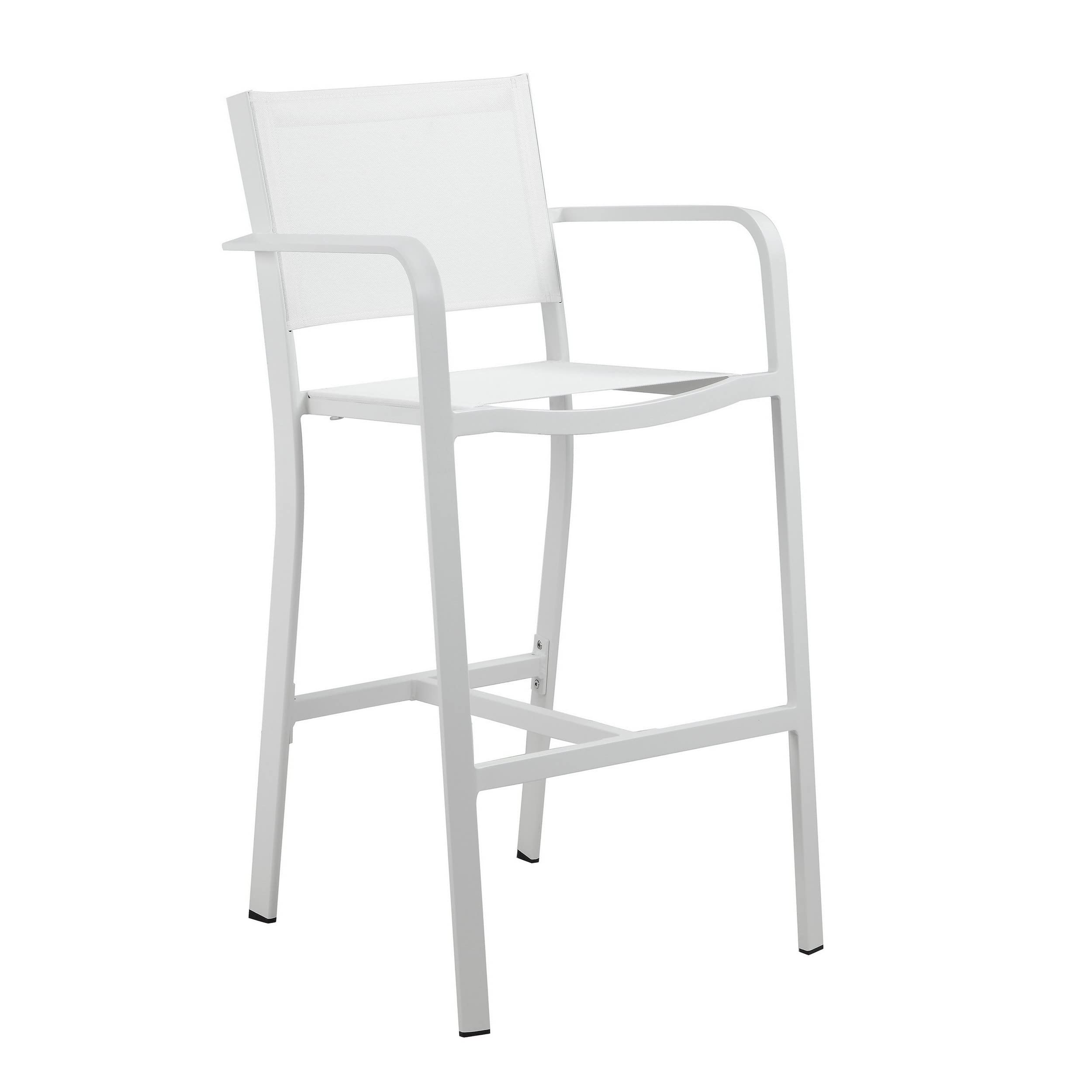 Keli 44 Inch Set of 6 Bar Stool, White Aluminum Rust Resistant Frames