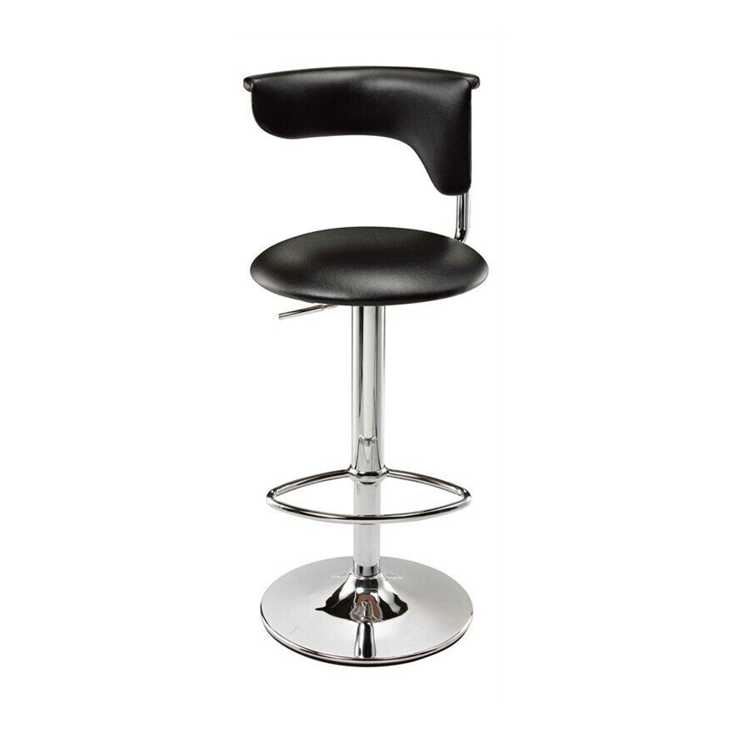 Flax 22-32 Inch Adjustable Counter Height Stool, Vegan Faux Leather, Black