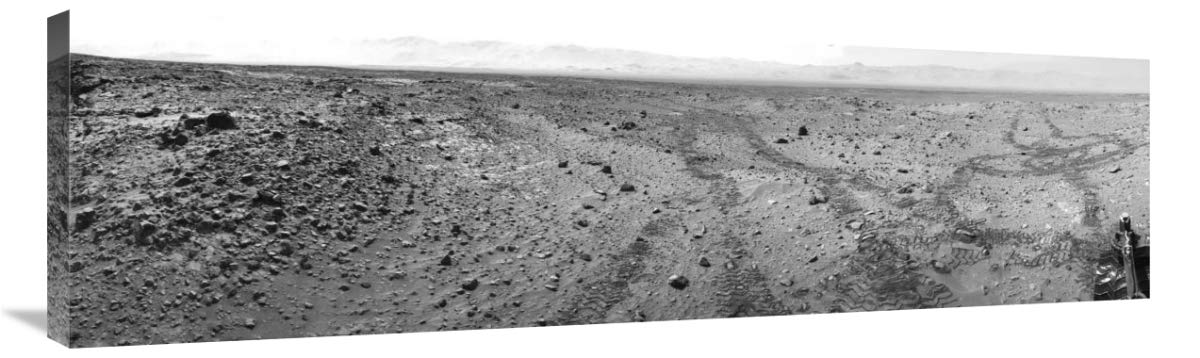 Mars Gale Crater with Tire Tracks -  Panoramic Mosaic, August 15, 2014-Canvas Art-44x13.2”