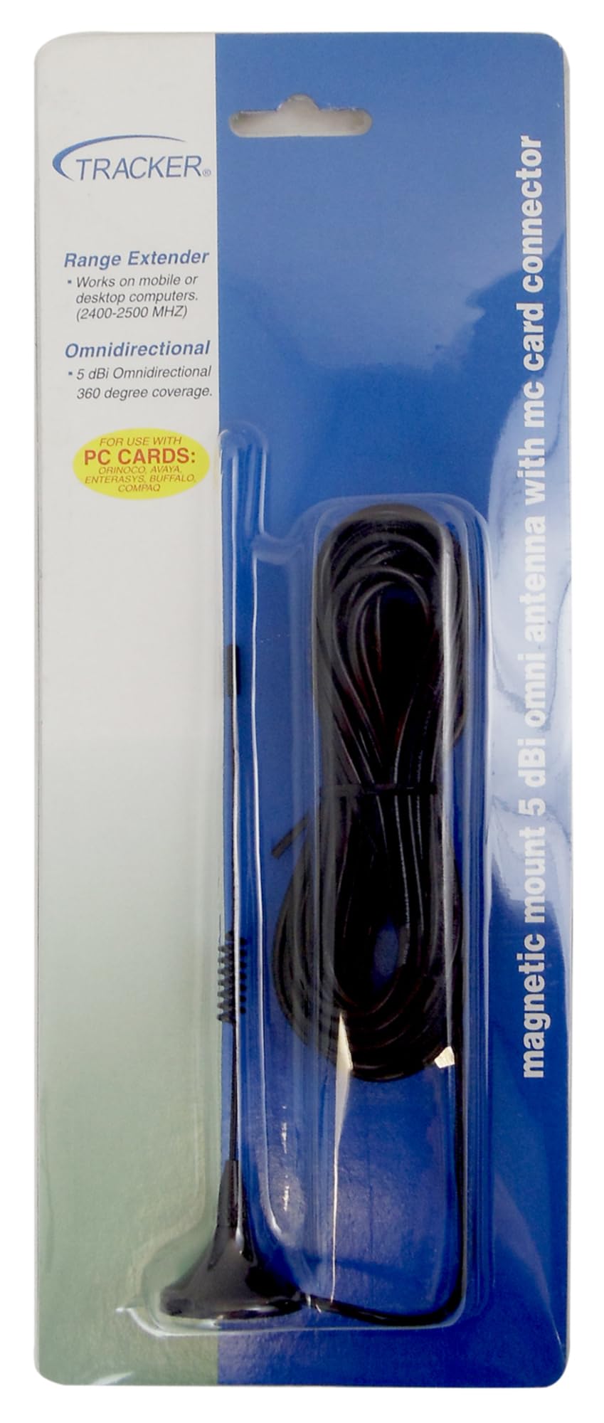 TRACKER 2400 - 2500 MHZ OMNI DIRECTIONAL 5DB GAIN MINI MAGNETIC MOUNT ANTENNA WITH PC CARD CONNECTOR.