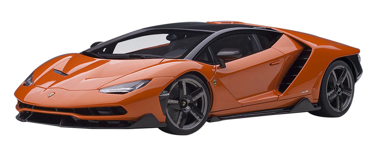 Lambo Centenario Arancio Argos/Pearl Orange With Carbon Top 1/18 Model Car By Autoart 79201