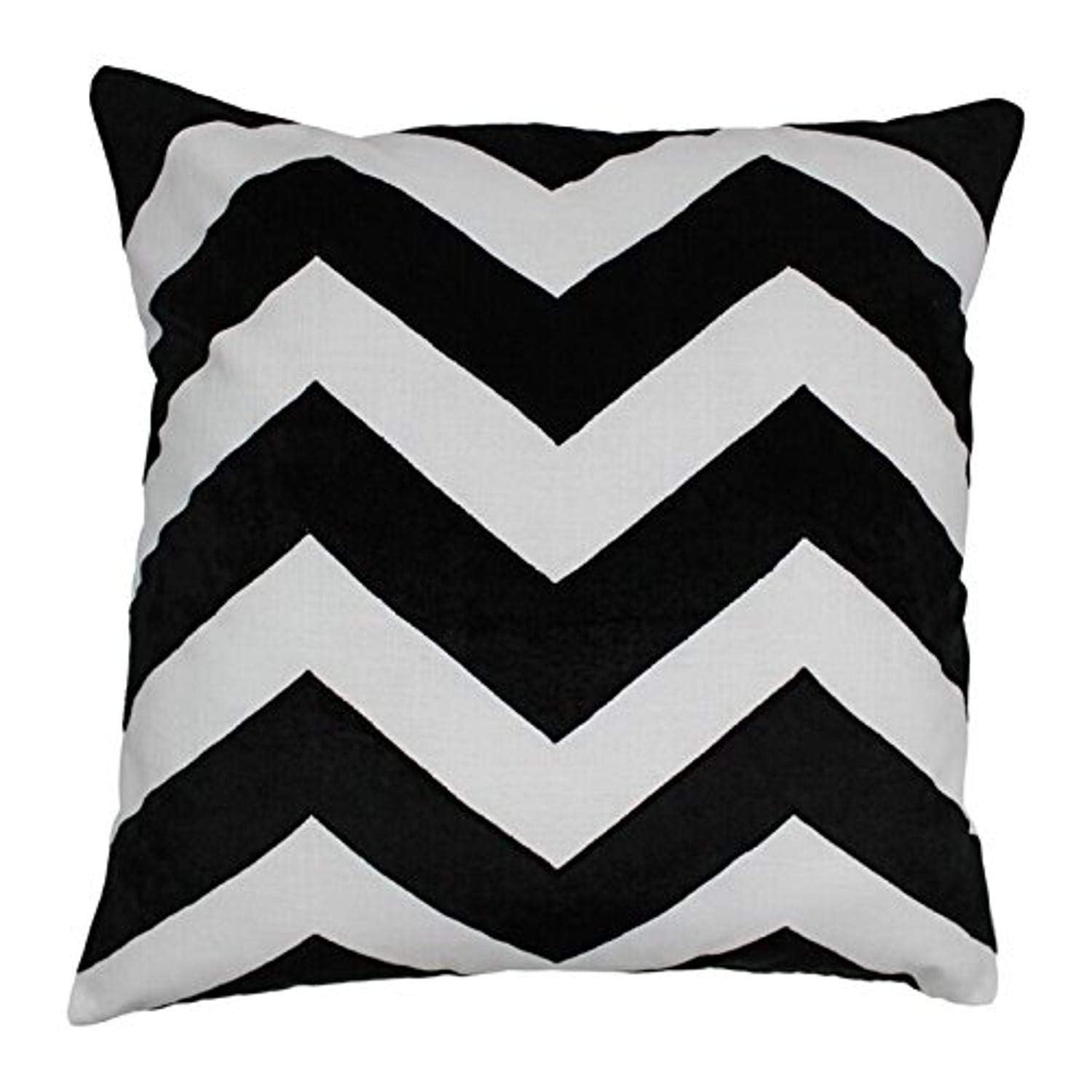 Blazing Needles 20-inch Indian Chevron Velvet Applique Throw Pillow  - Black Velvet/Ivory Fabric