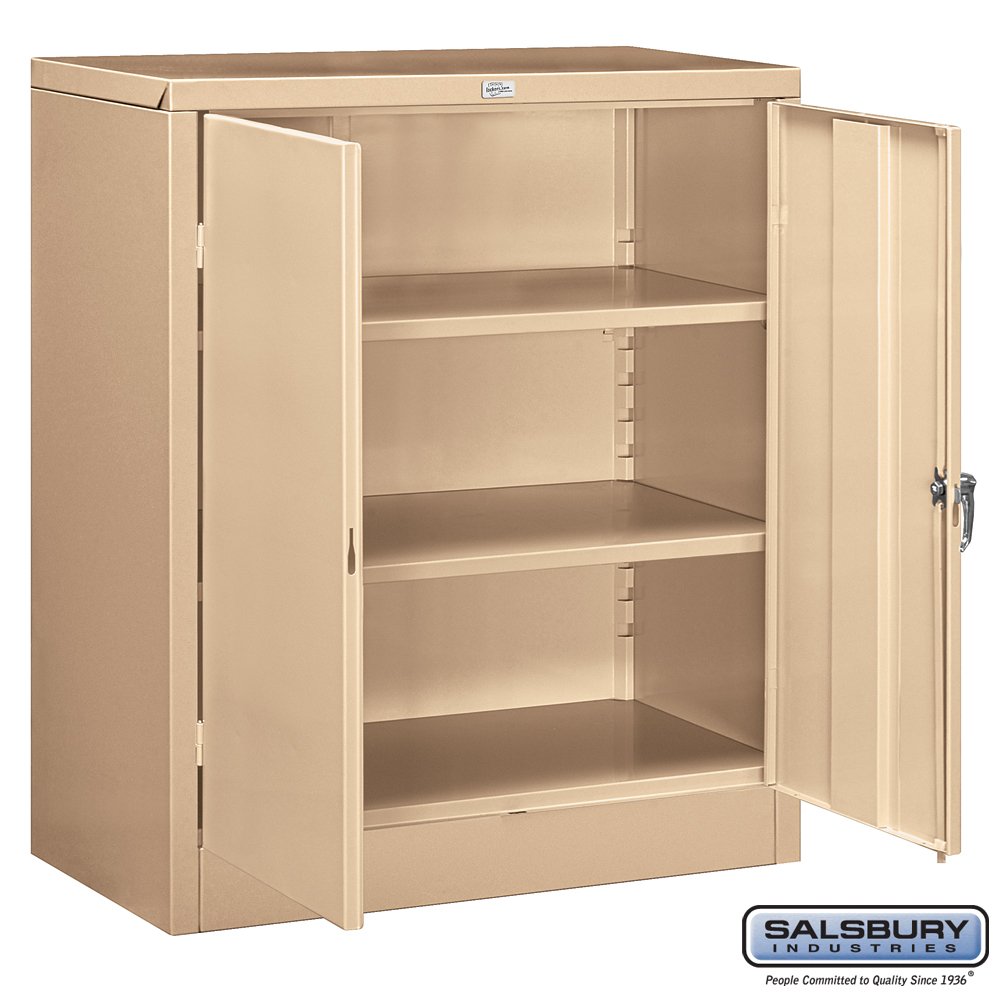 36 Wide Counter Height Storage Cabinet - 42 Inches High - 18 Inches Deep - Tan - Assembled