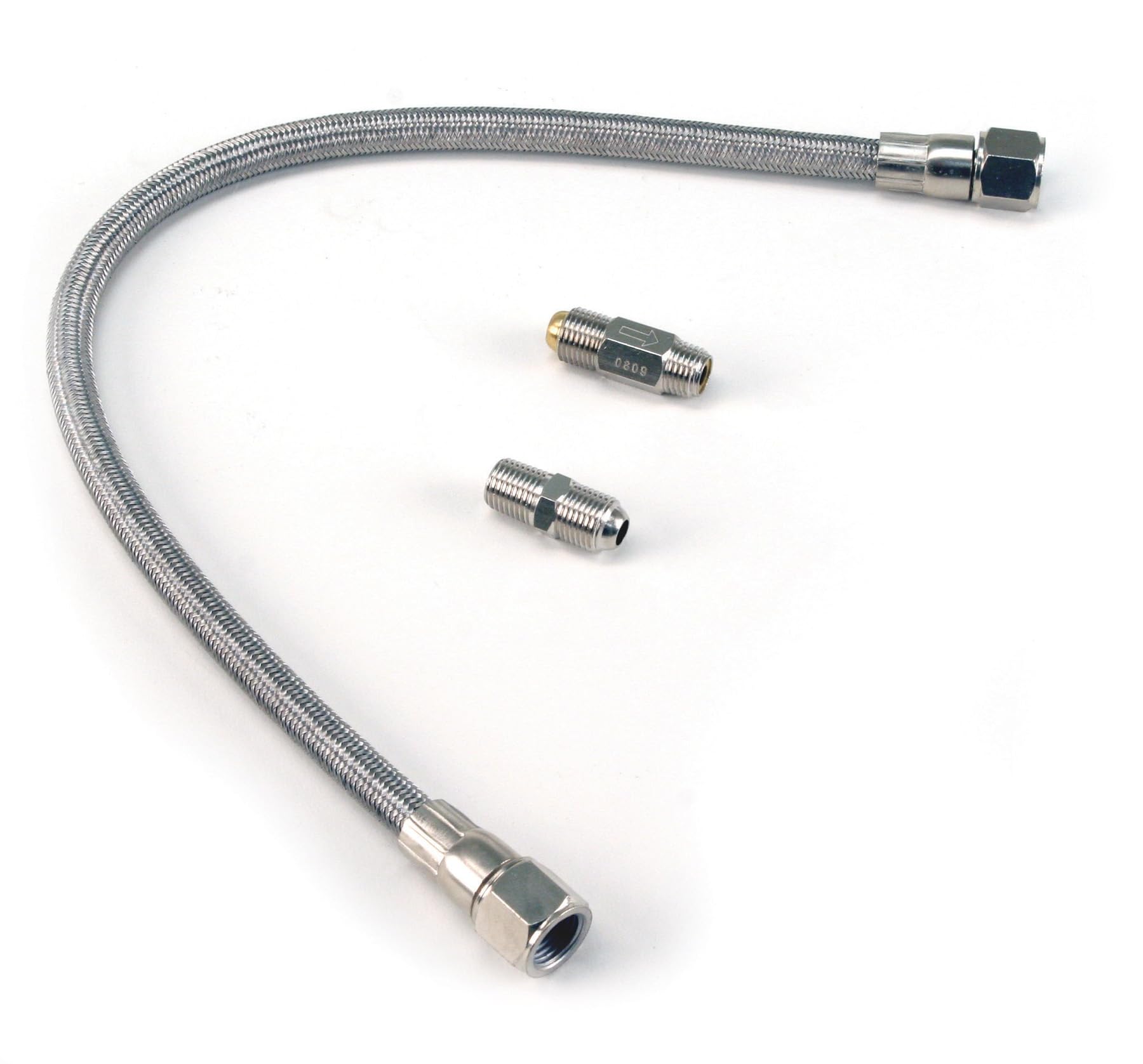 20 Stainless Steel Braided PTFE Leader Hose w/ Check Valve (1/4, Swivel)