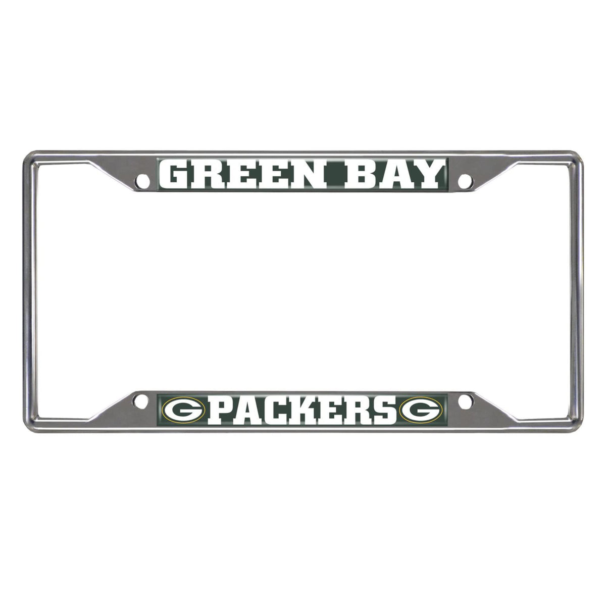 Fanmats 15532 Green Bay Packers Chrome Metal License Plate Frame, Team Colors, 6.25In X 12.25In